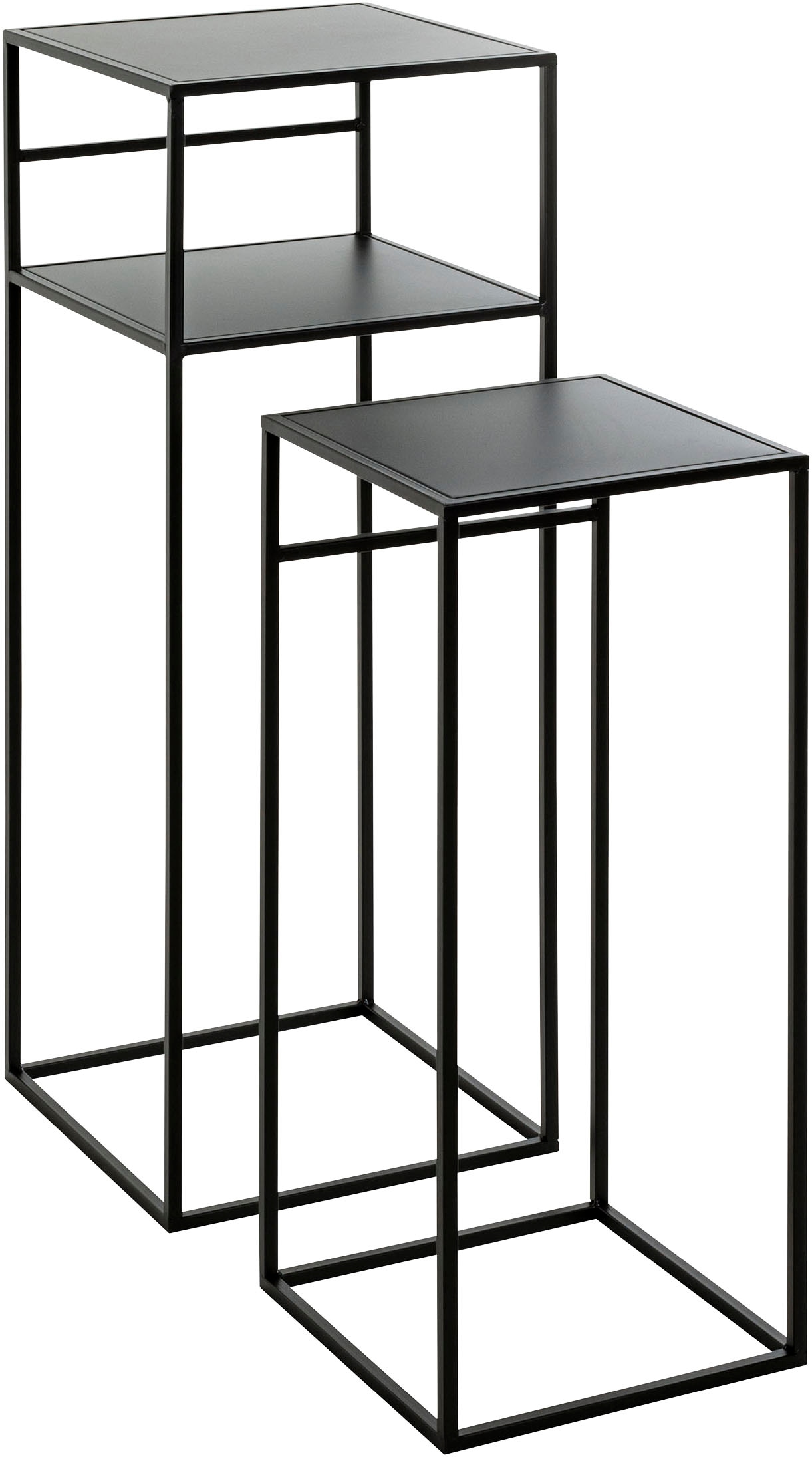 HAKU Beistelltisch »Sofatisch, Wohnzimmertisch« Set, 2er Set, 2 Stk. tlg. quadratisch - aus Metall Schwarz B/T/H 26/26/63 und 30/30/85 cm