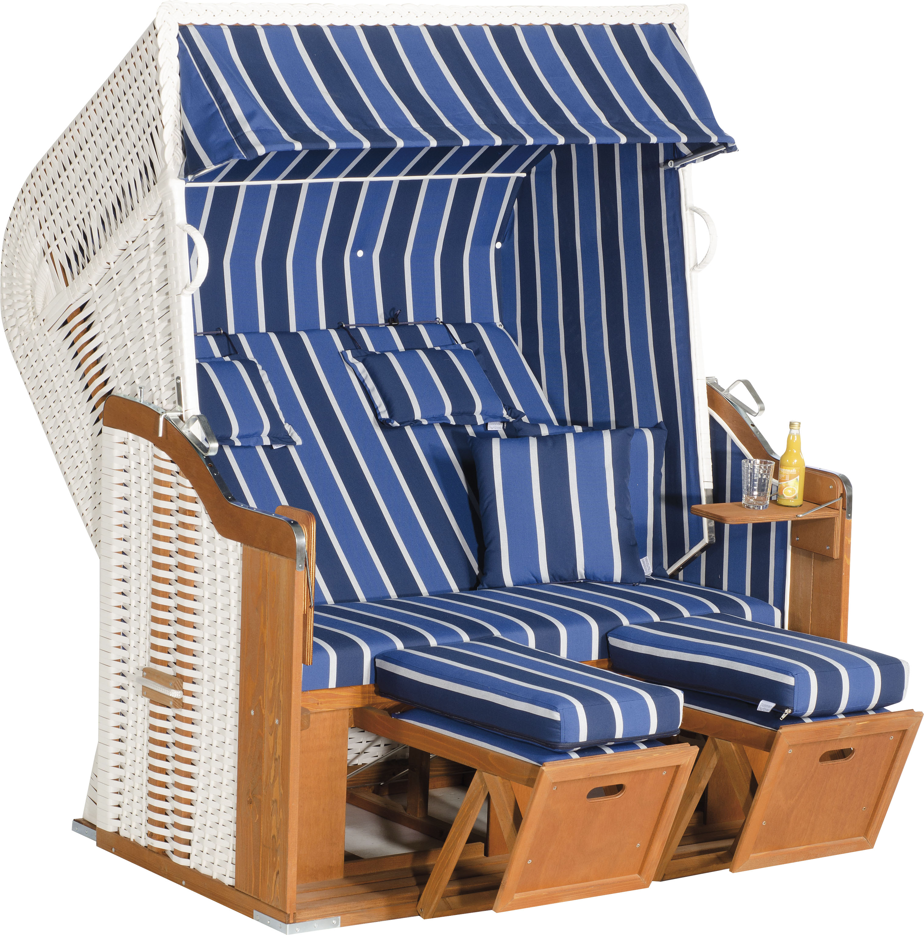SunnySmart Strandkorb "Rustikal 250 Plus XL" 2 XL-Sitzer, komplett montiert, Oberkorb in einem Stück geflochten