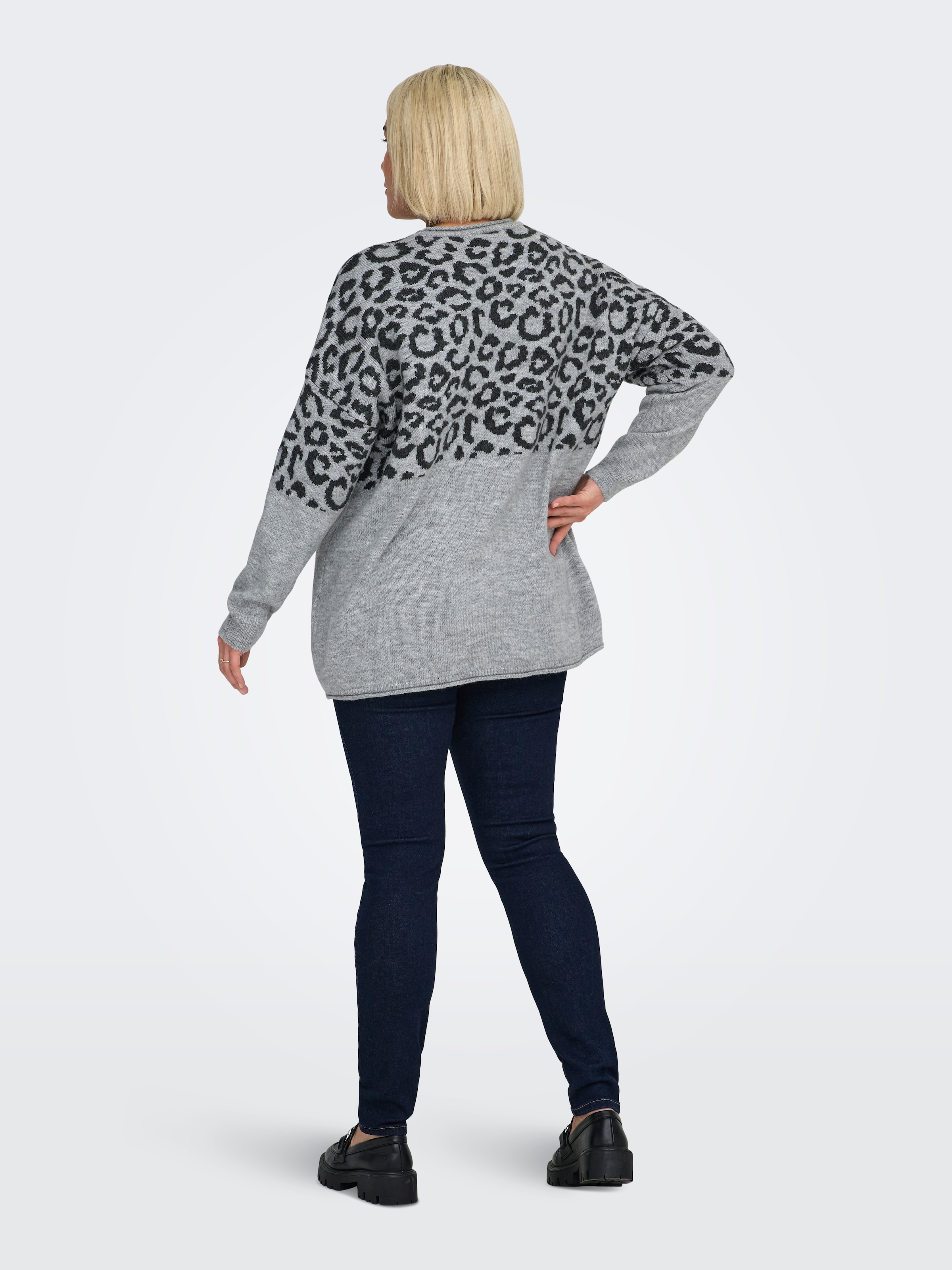 ONLY CARMAKOMA Rundhalspullover »CARJADE ZEBRA L/S O-NECK KNT«