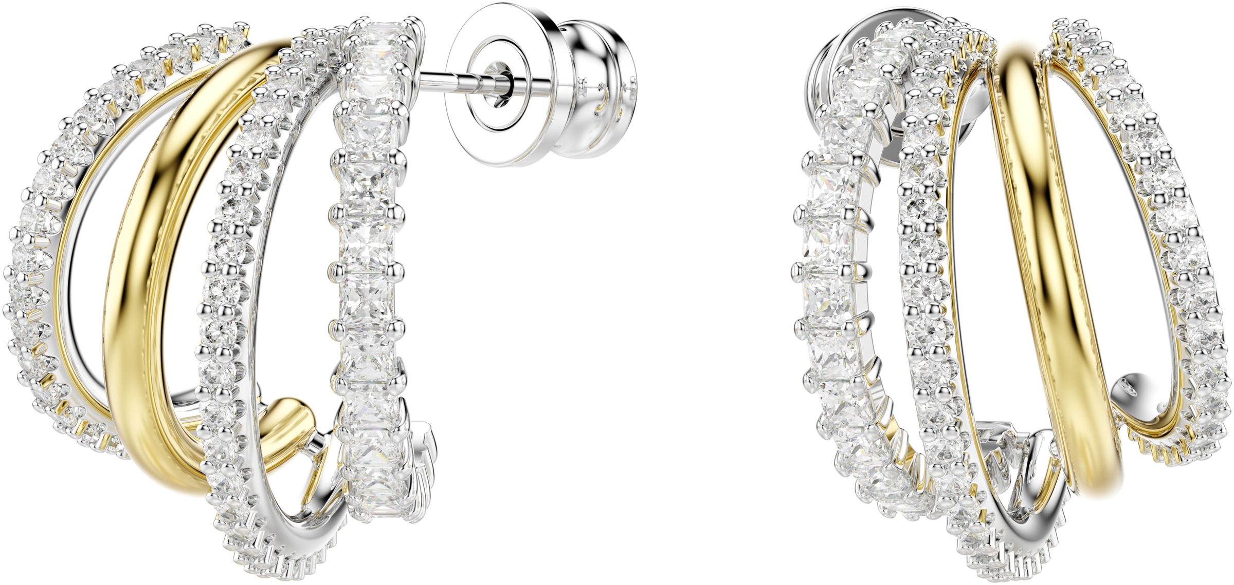 Paar Creolen SWAROVSKI "Schmuck Geschenk Hyperbola Ohrringe", gold (metallfarben, gelbgoldfarben, kristallweiß, kristallweiß), Ohrringe, Damen, Metall, mit Swarovski Zirkonia (synth.) 2