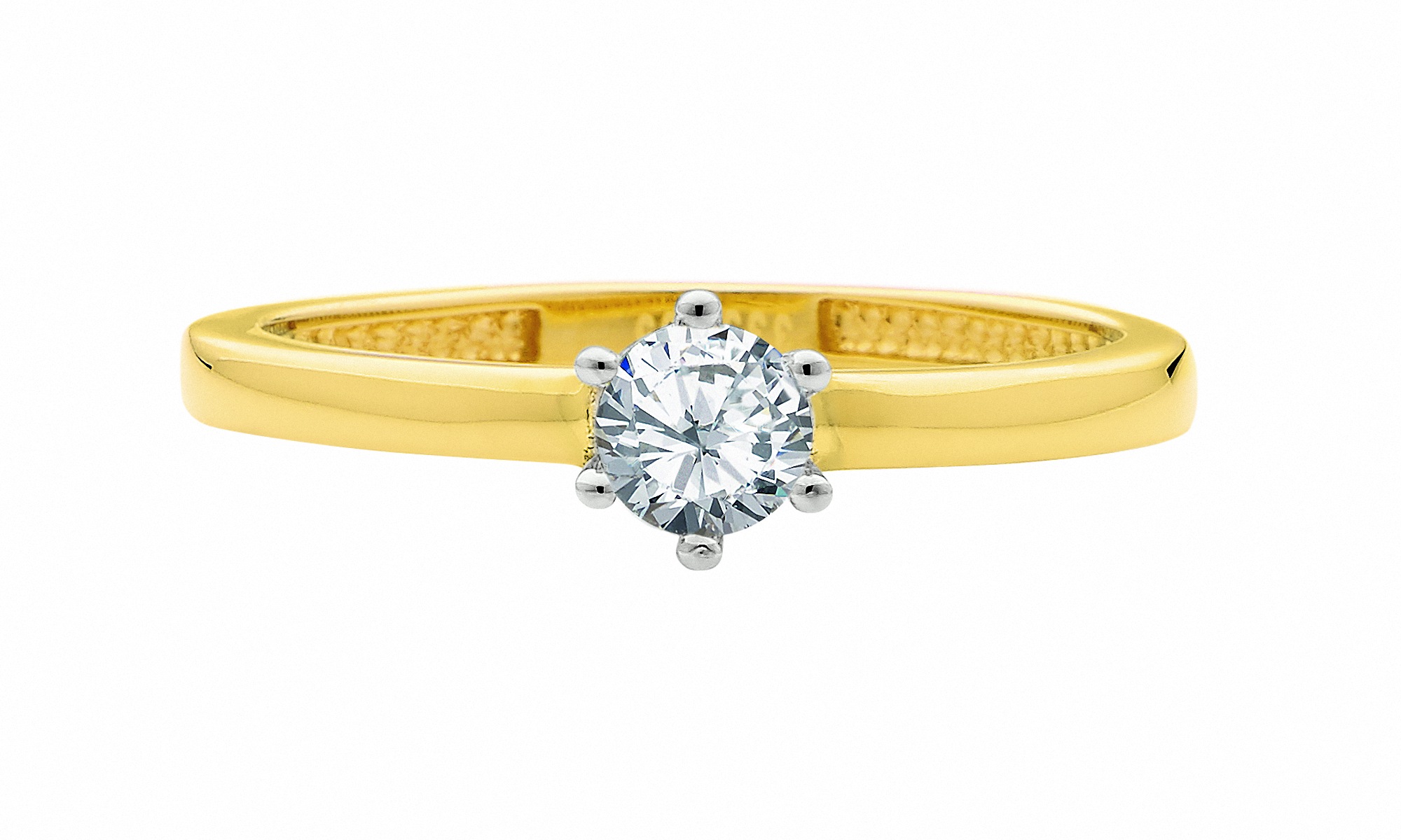ADELIA ́S Damen Solitärring "Solitärring 585 Gold ( 14K ) mit Zirkonia", 56, Goldsilber, Gold, Fingerringe, Goldring Diamant