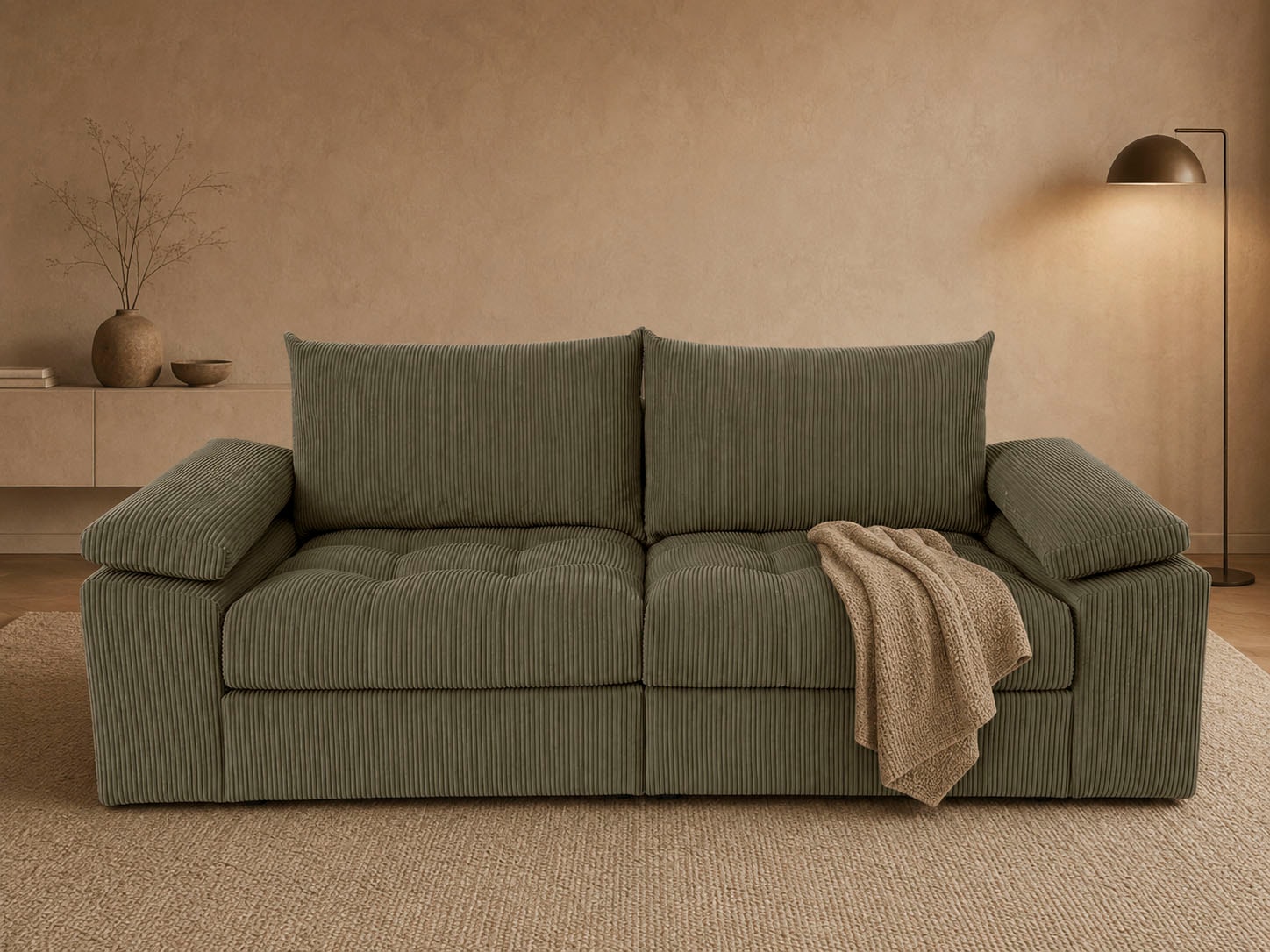 OTTO home Big-Sofa "Soft&Cosy Pik XL, B: 246 cm, Mega Sofa in Cord" Lounge-Komfort mit edler Sitzsteppung, Federkern