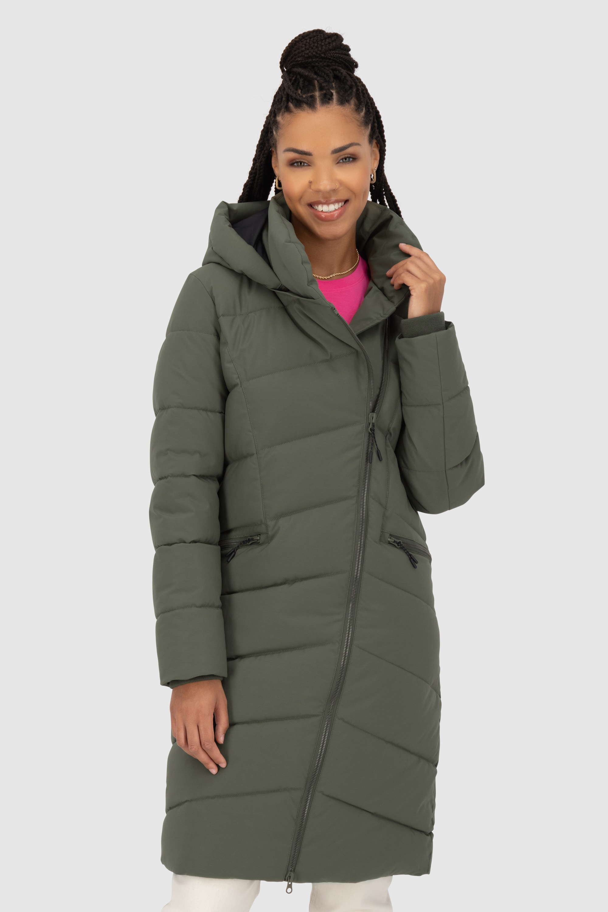 Alife & Kickin Winterjacke »Damen NimaAK A«, mit Kapuze, in Wickeloptik mit abnehmbarer Kapuze und gefütterten Fronttaschen