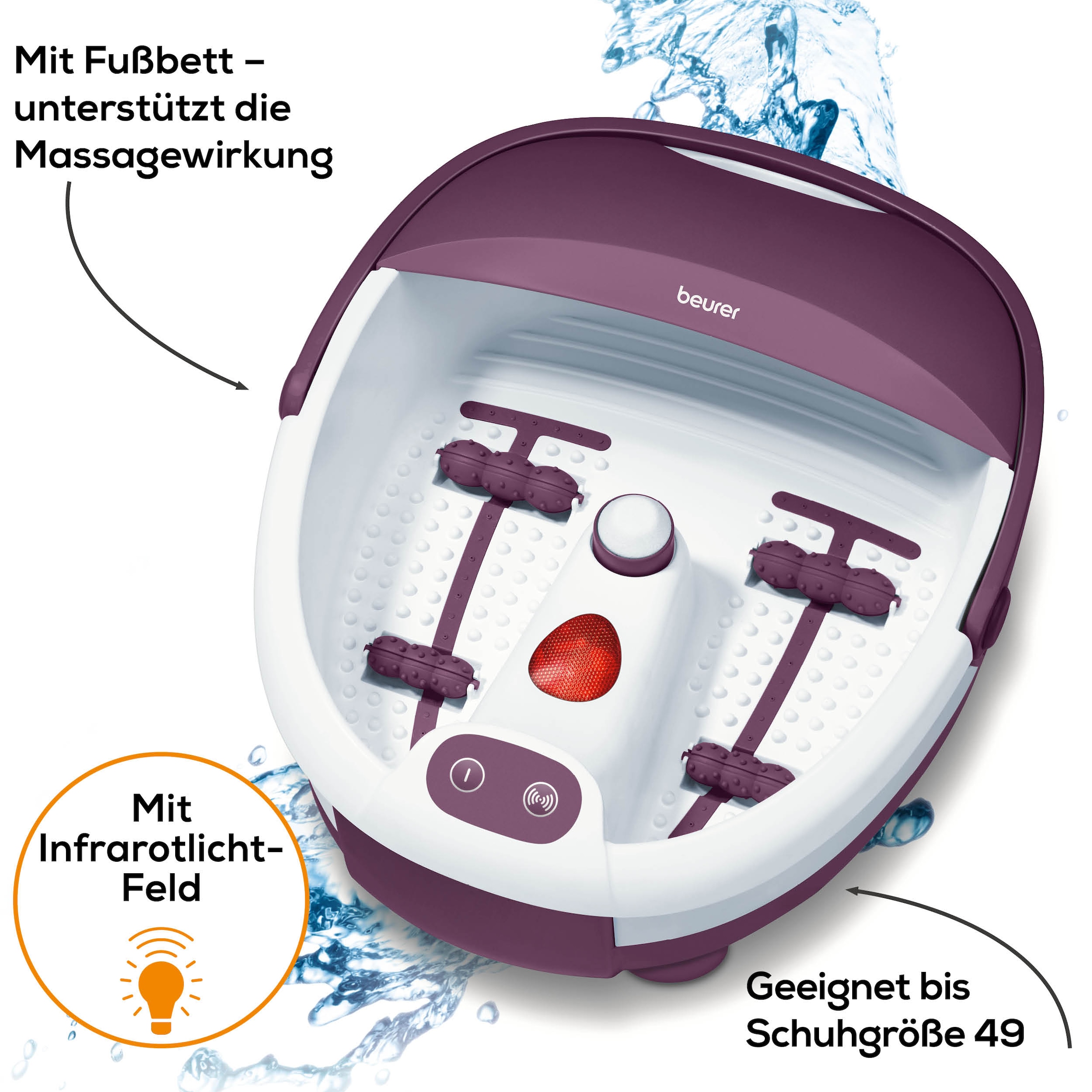 BEURER Fußbad »FB 21 mit Vibrations- und Sprudelmassagen für Fußwellness zuhause«, Mit praktischem Tragegriff und zuschaltbarer Wärmefunktion
