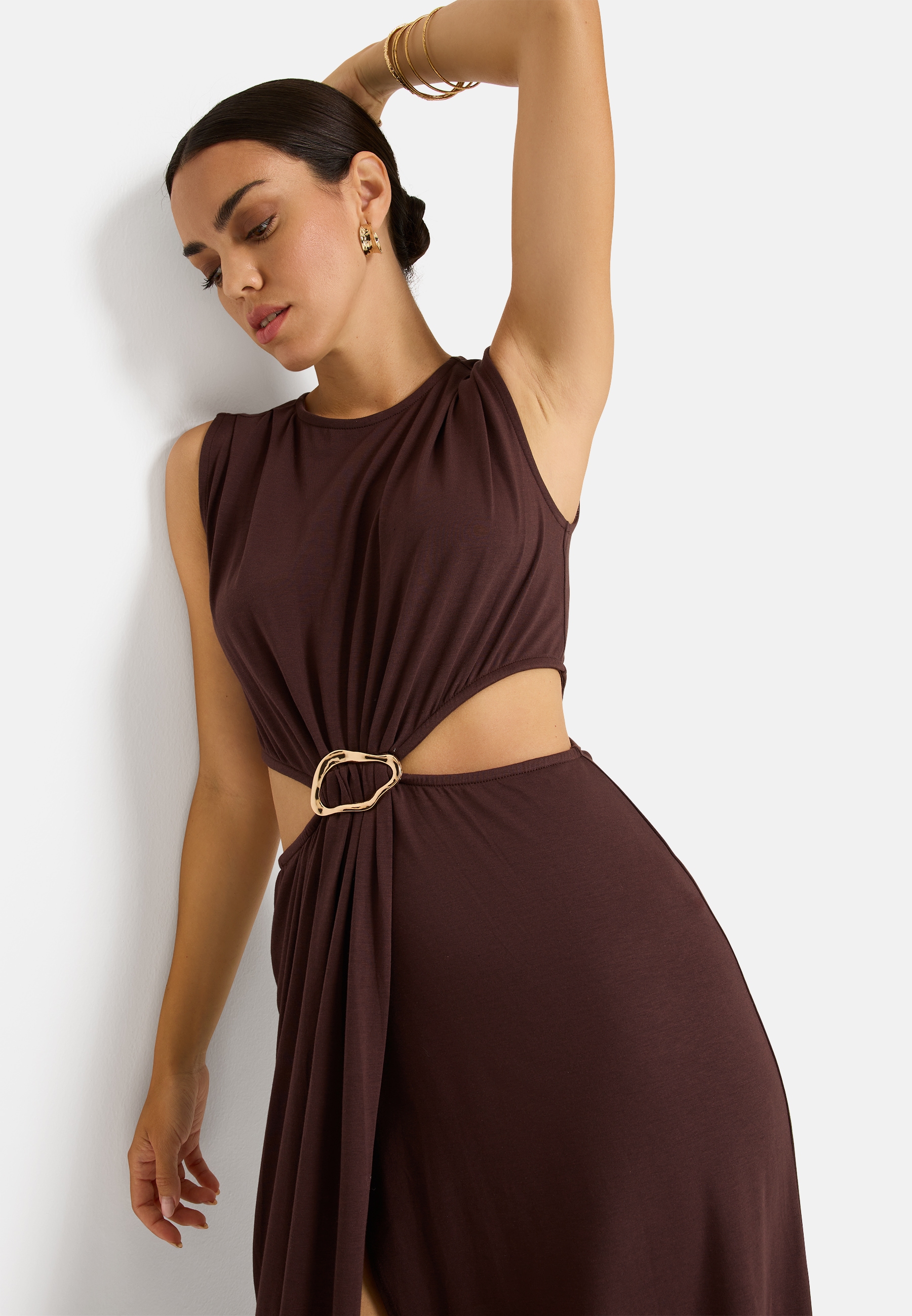 LSCN by LASCANA Maxikleid Ohne Taschen mit modischen Cut-outs in der Taille