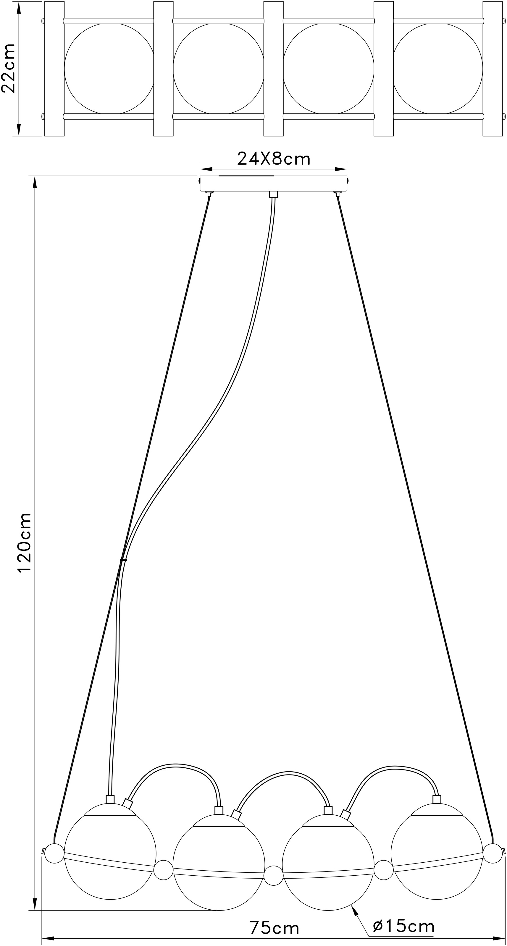 GLOBO LIGHTING Hängeleuchte »LEONA« E14 1 Stk. Hängeleuchte Schwarz/Holz, Rauchglas, höhenverstellbar, E14 LED