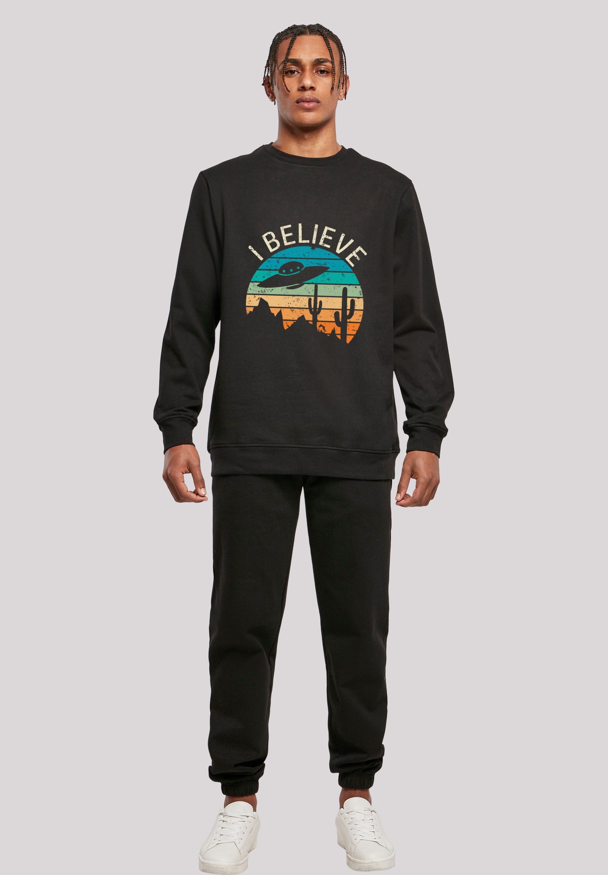 F4NT4STIC Sweatshirt »I Believe UFO Alien Sonnenuntergang«, Premium Qualität
