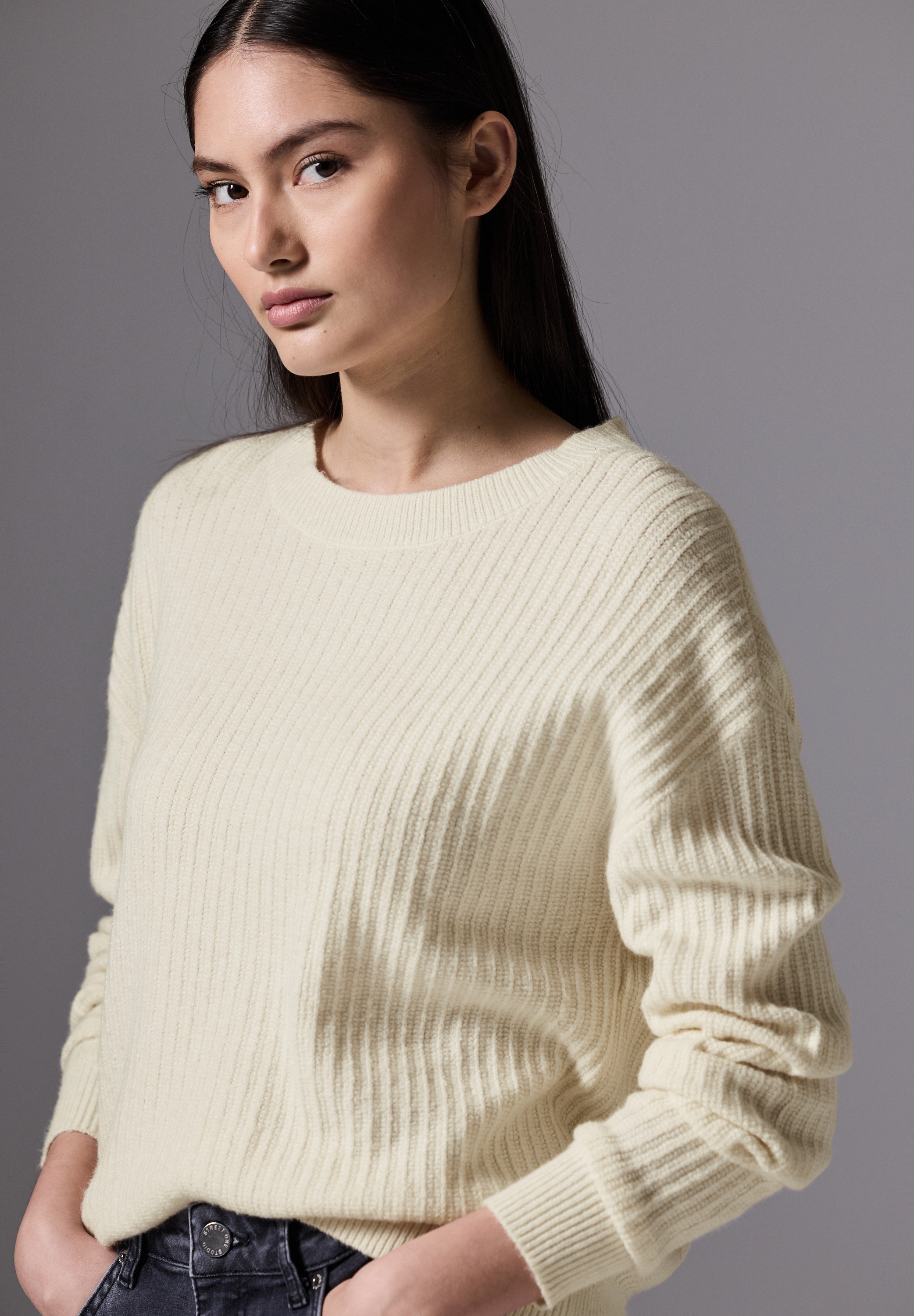 STREET ONE STUDIO Strickpullover aus Baumwolle mit Stretchanteil günstig online kaufen