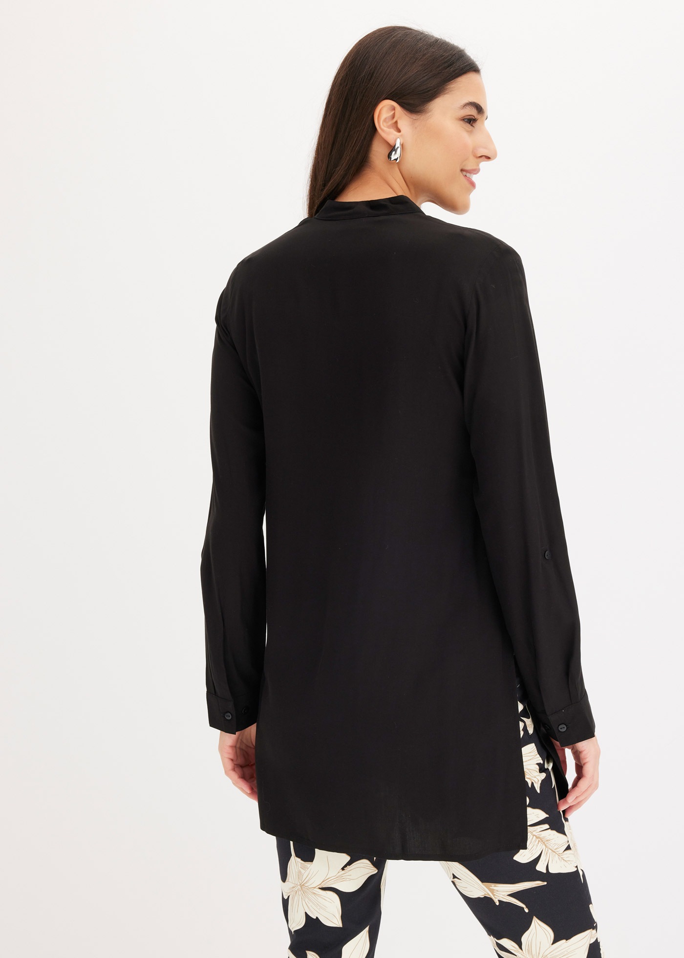 Thumbnail - bonprix Longbluse gerade Passform, mit langem Arm, aus Viskose, mit Stehkragen