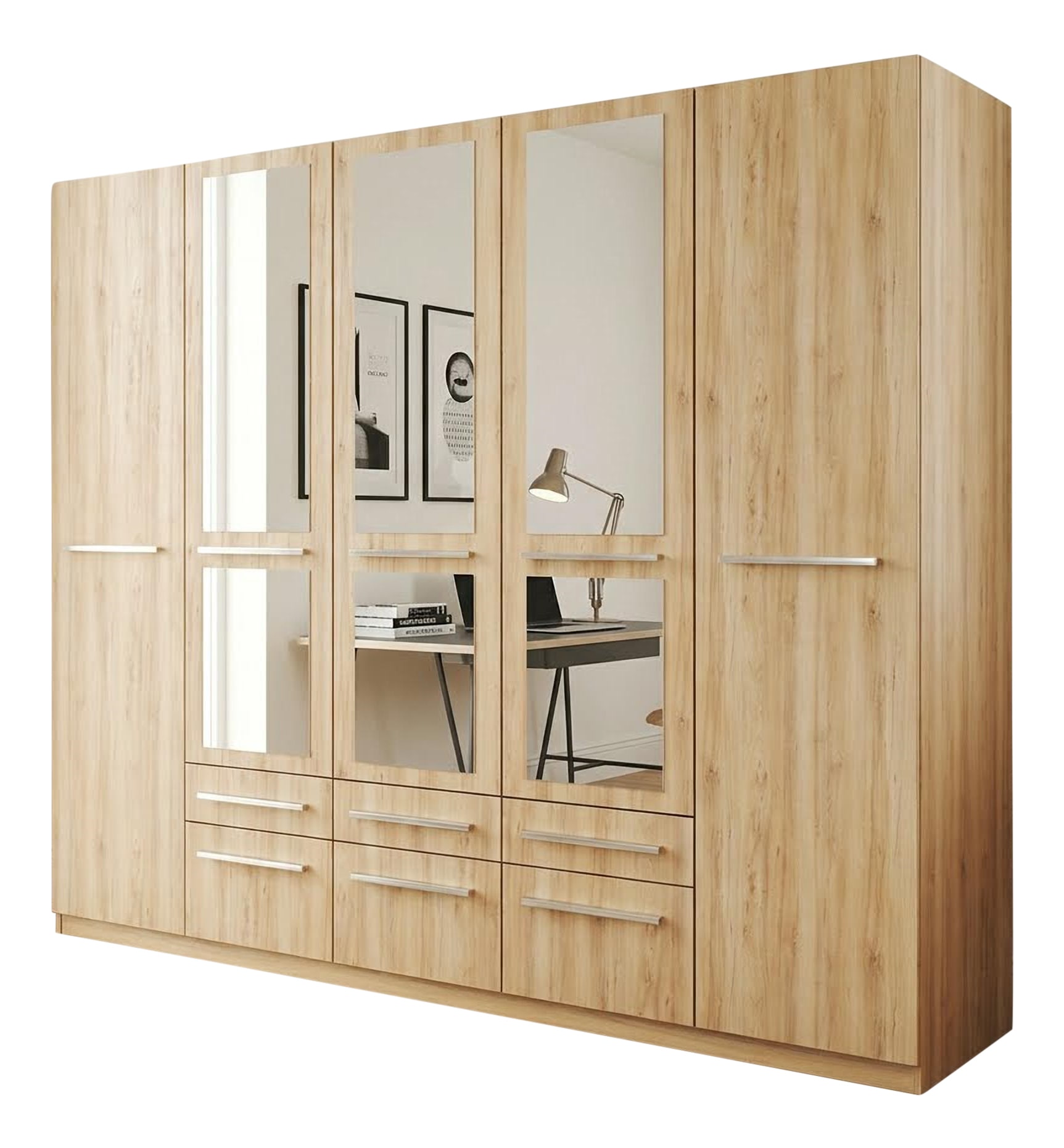 priess Kleiderschrank "Schrank Garderobe Wäscheschrank Barcelona in 5 Breiten" viel Stauraum, geräumige Schubkästen, mit Spiegel, MADE IN GERMANY