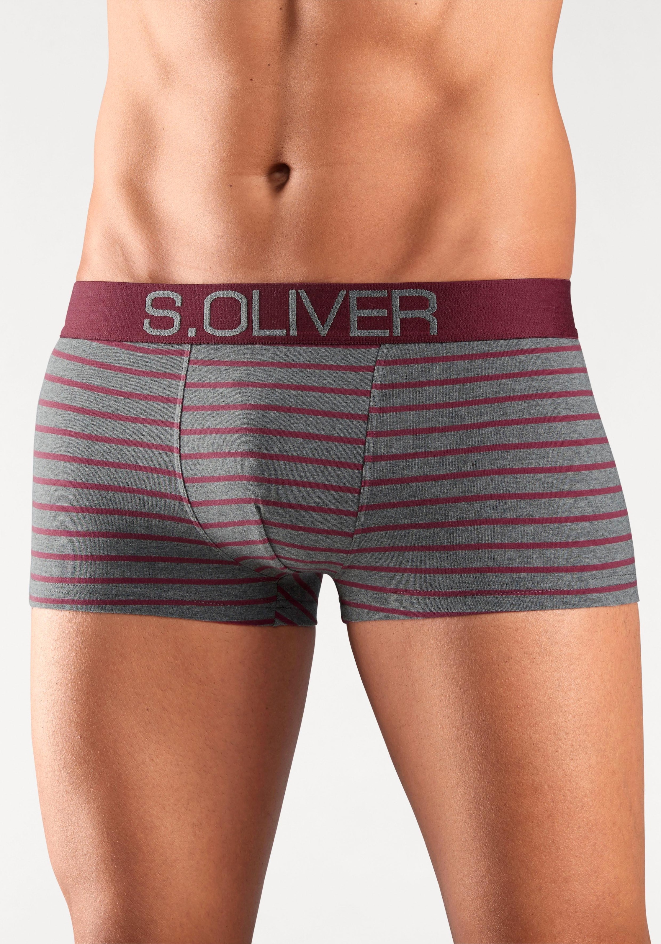 s.Oliver Boxershorts, (Packung, 4 in St.), mit Hipster-Form Webbund kontrastfarbenem BAUR 