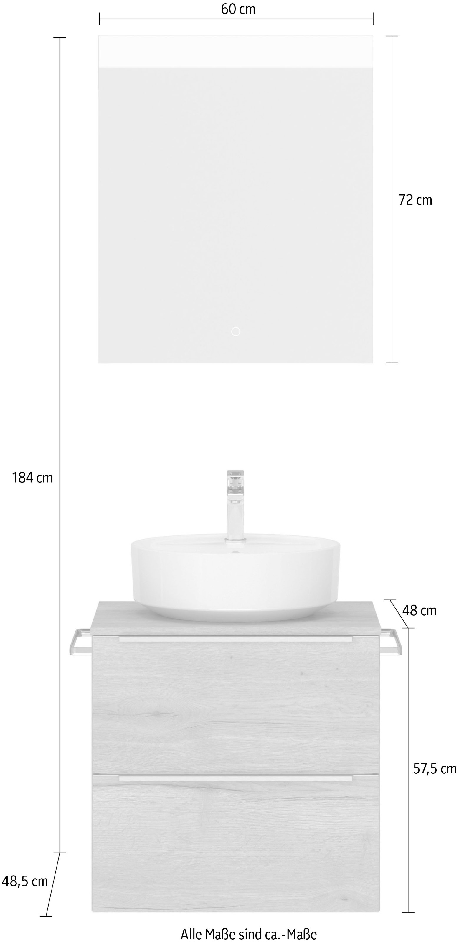 nobilia® Badmöbel-Set »Alvene« vormontiert, mit Soft-Close, 2 Stk. tlg.