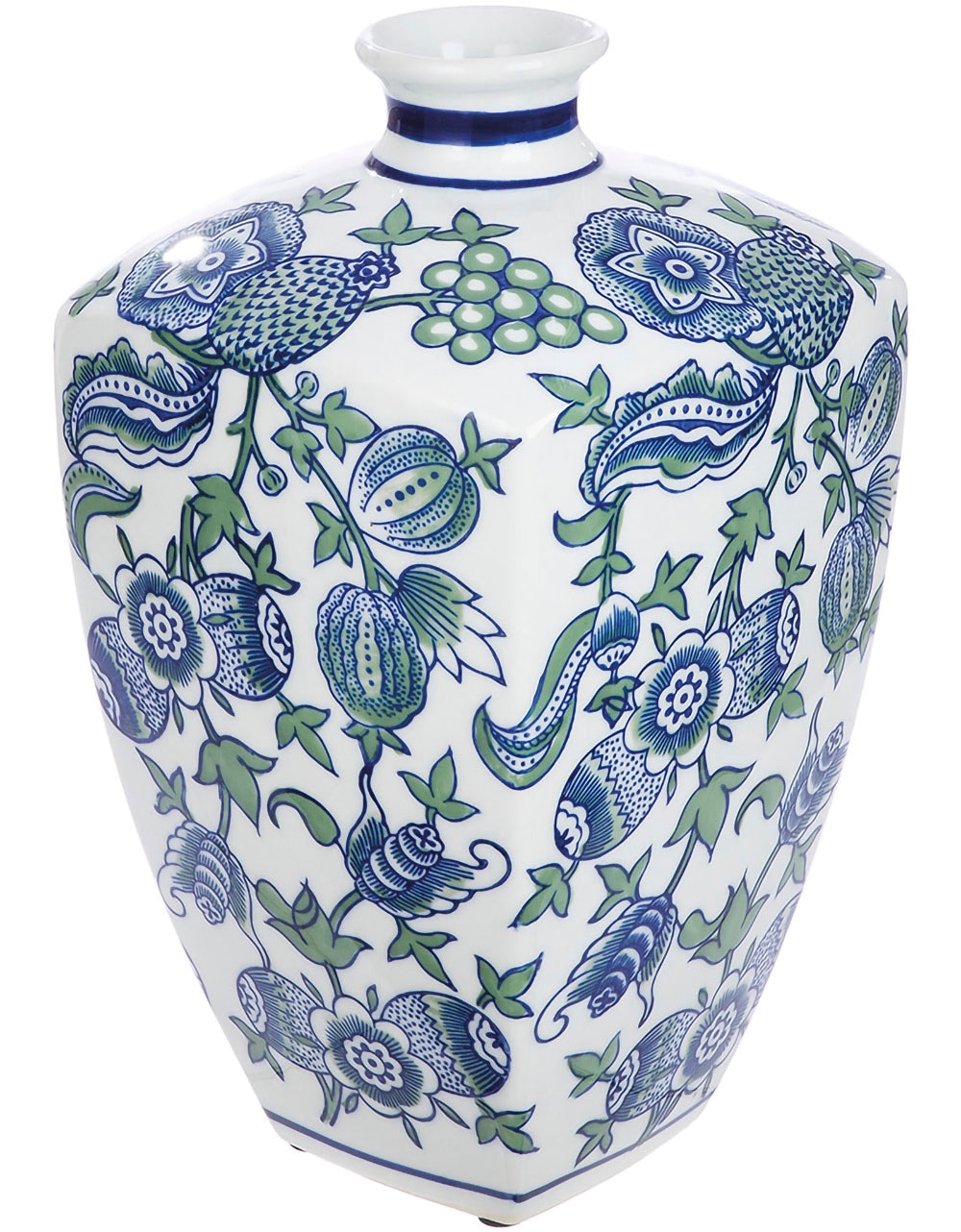 Dekovase »Vase Fayencen, eckig, aus Keramik, Höhe ca. 31 cm«, (1 St.), handbemalt
