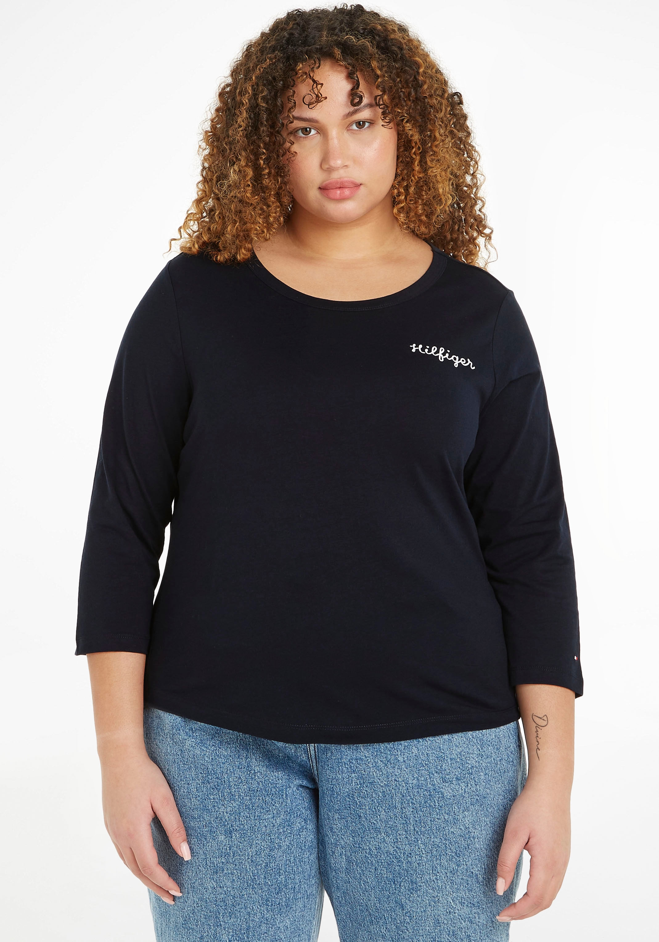 Tommy Hilfiger Curve Rundhalsshirt »CRV SLM ROPE PRINT C-NK 3/4SLV«, mit Logodruck in... kaufen