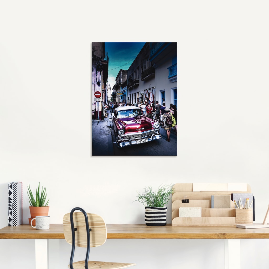 Artland Glasbild »Leben in Havanna«, Auto, (1 St.)