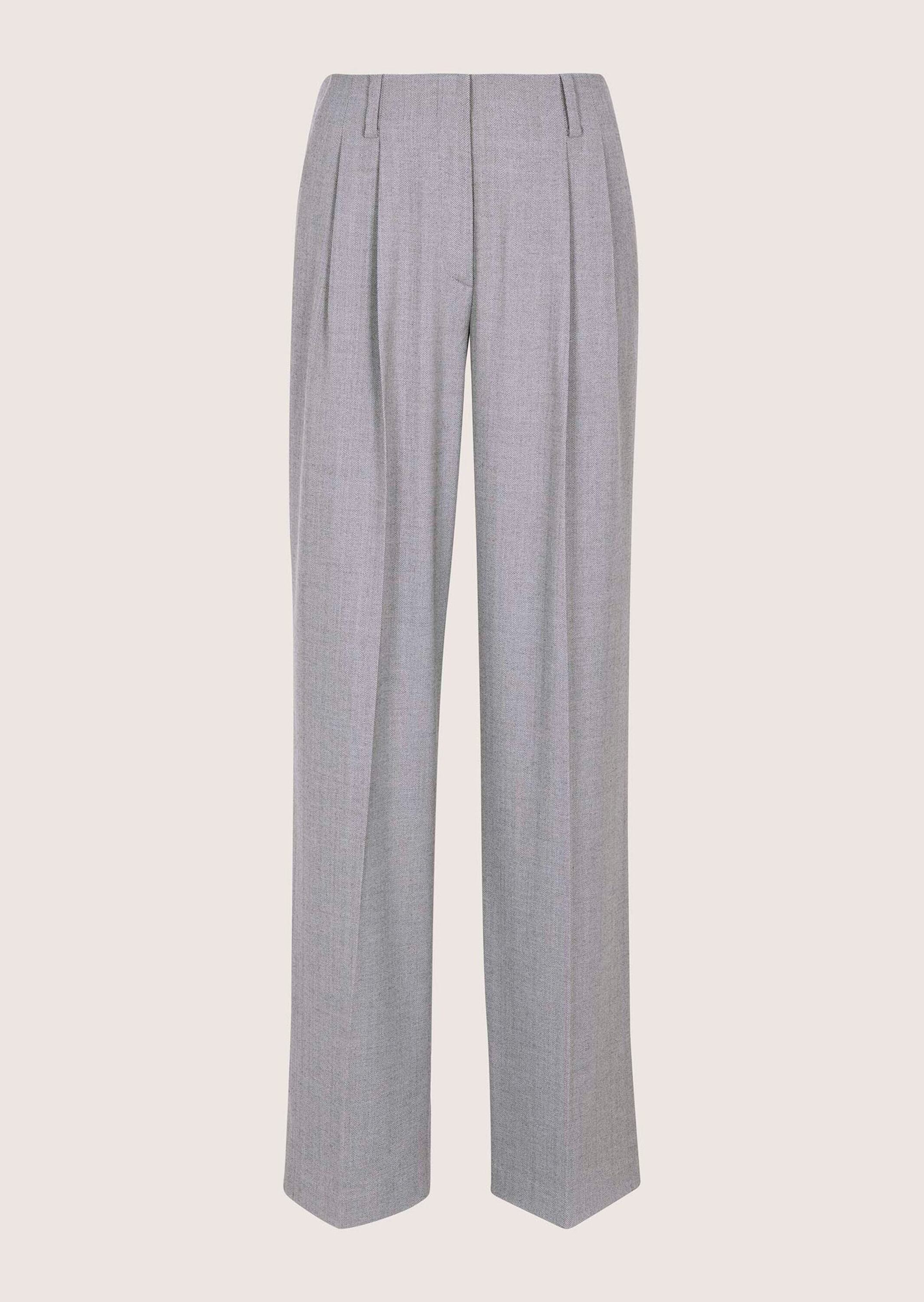 MADELEINE Stoffhose "Bundfaltenhose Fischgrathose mit weitem Schnitt" Dezente Struktur