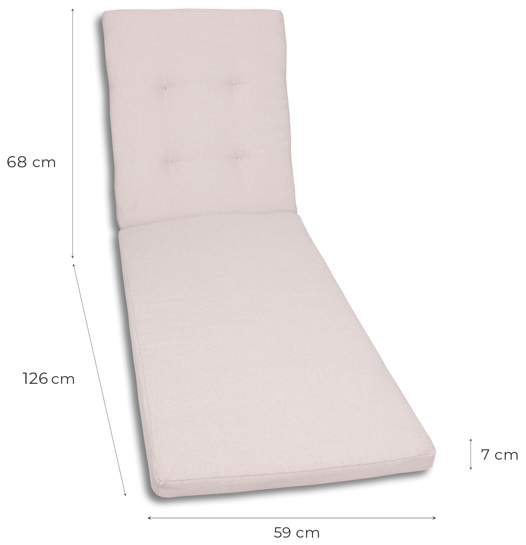 GO-DE Liegenauflage Uni Bouclé natur - Maße BxLxH ca.: 59 cm x 194 cm x 7 cm