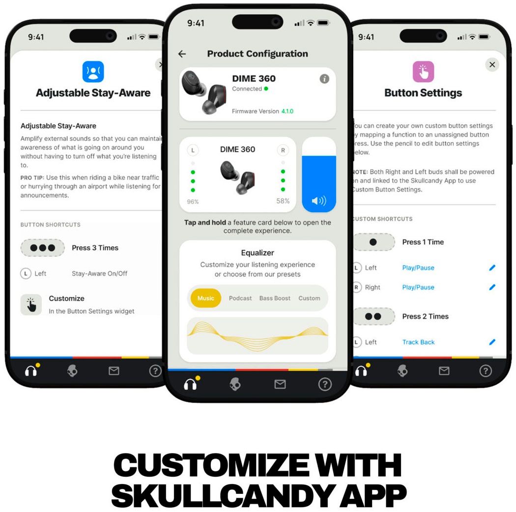 Skullcandy wireless In-Ear-Kopfhörer »Dime 360 Pea Shape« Bluetooth Sprachsteuerung | True Wireless