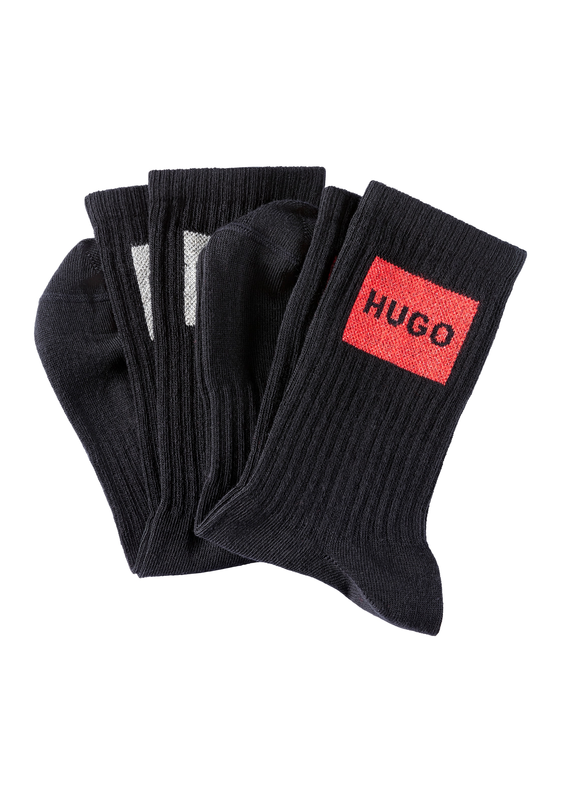 HUGO Underwear Socken "2PQS GIFTSHINE LABEL", (2er-Pack), mit Label