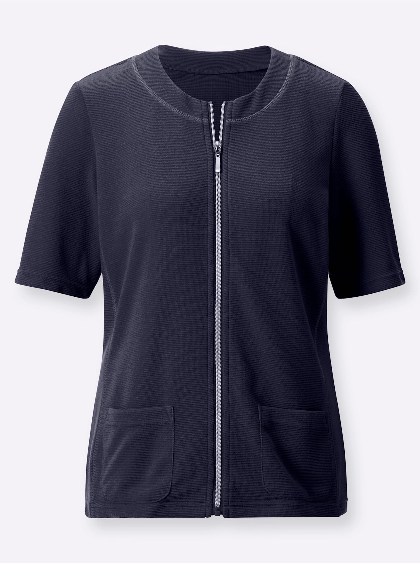 Shirtjacke CLASSIC BASICS "Shirtjacke", Damen, Gr. 42, blau (marine), 98% Polyester, 2% Elasthan, unifarben, Rundhals, Shirts Shirtjacke 3