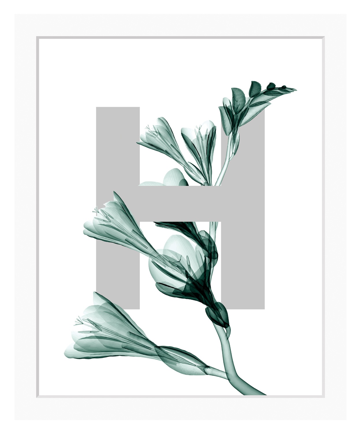 queence Bild »H-Flower«, Buchstaben, Blätter, gerahmt, Blume
