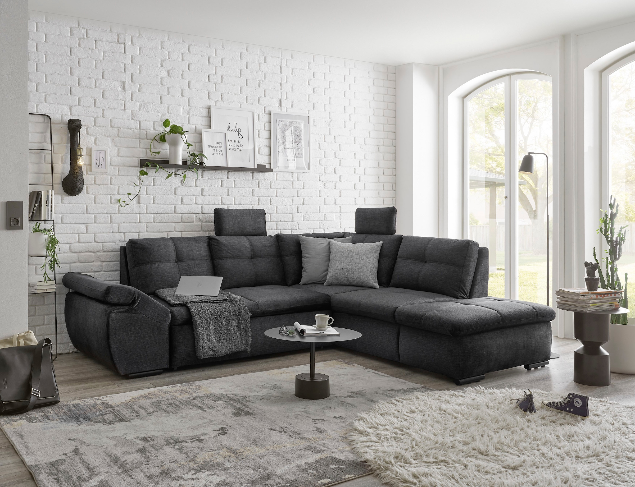 ED EXCITING DESIGN Ecksofa »Alija L-Form«, mit Bettfunktion, Bettkasten, Armteilverstellung & Kopfstützen