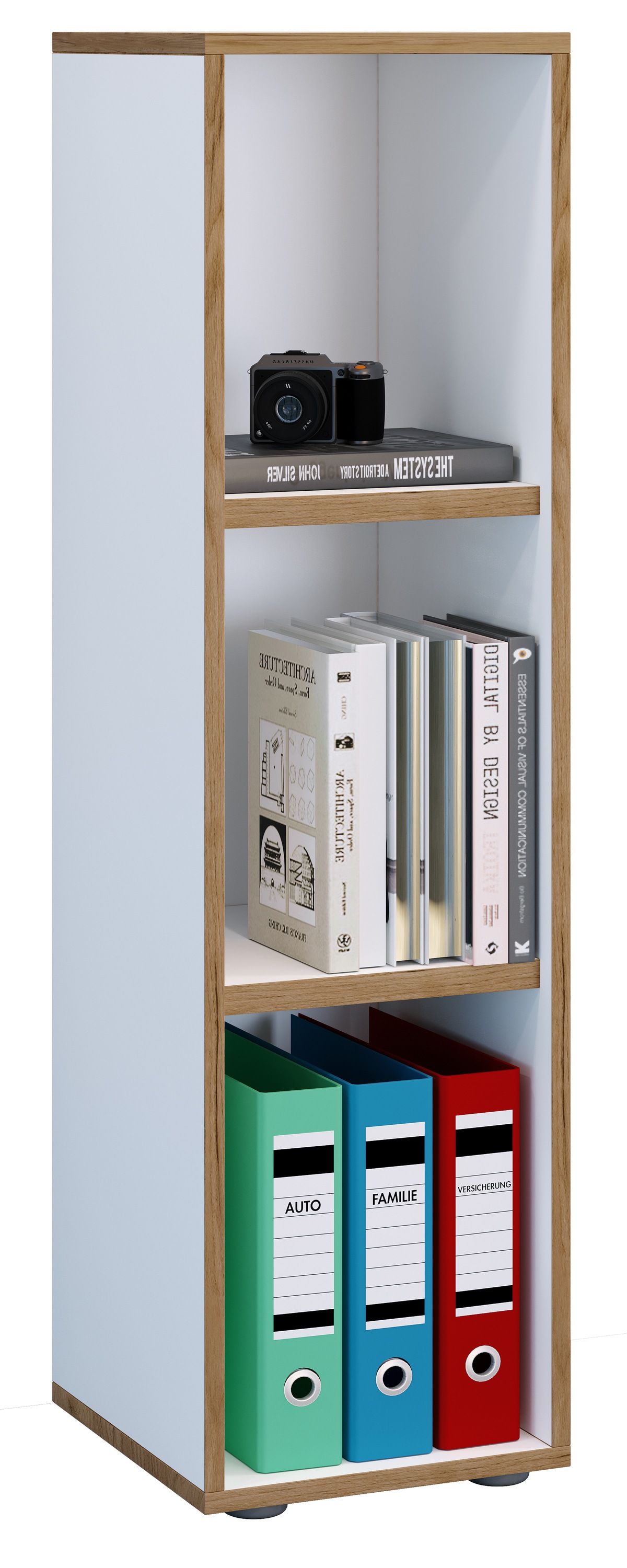 Bücherregal VCM, B:30cm T:33cmweiß, Wohnzimmer, Regale, "Holz Büro Regal Bücher Ordner Aktenregal Salia 3f"