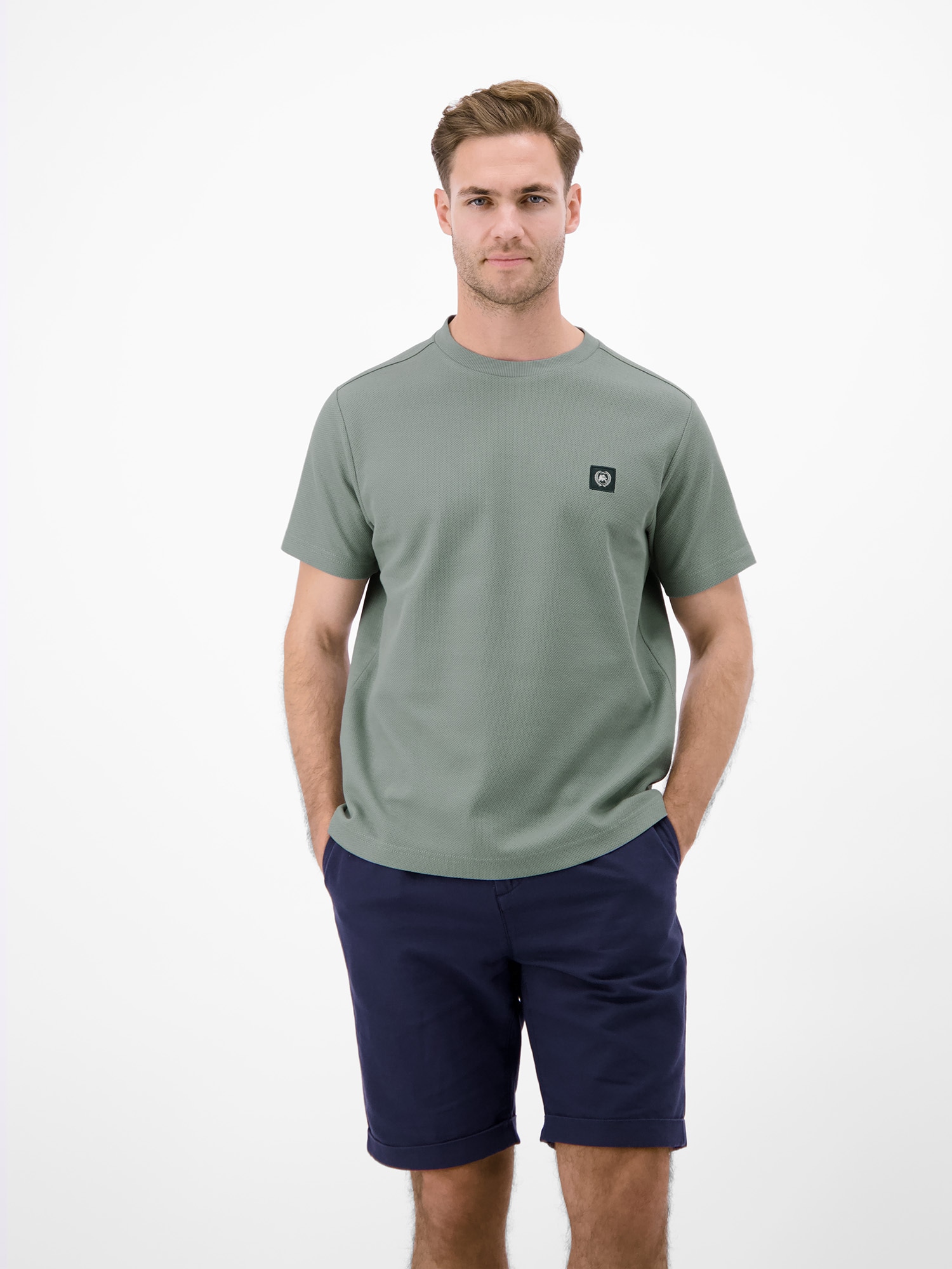 LERROS T-Shirt "T-Shirt mit Waffelstruktur aus 100 % Baumwolle"