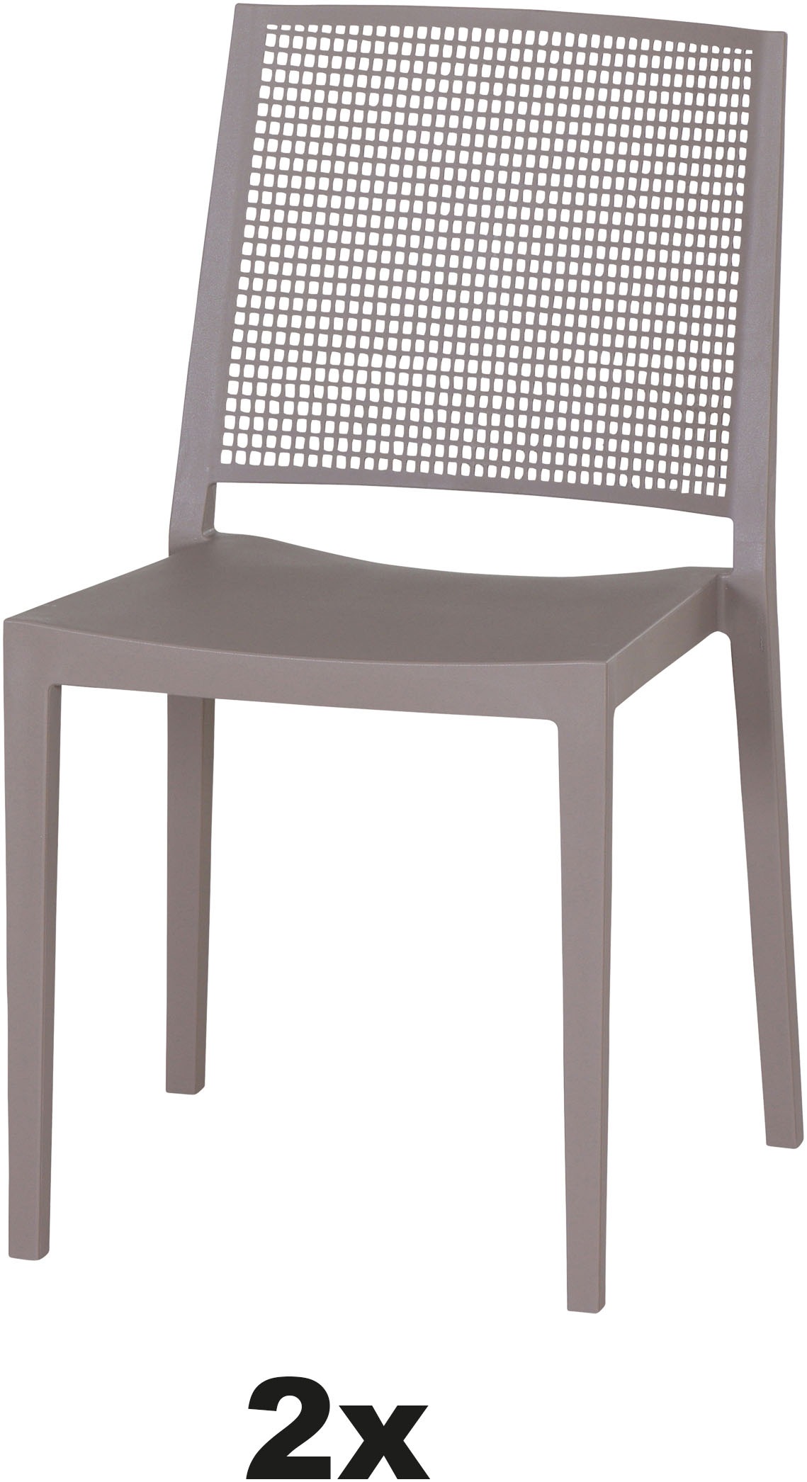 Siena Garden Gartensessel »Square 2er Set Stapelstuhl taupe« Set, 2 Stk. tlg. Gestell, Polypropylen/Glasfaser