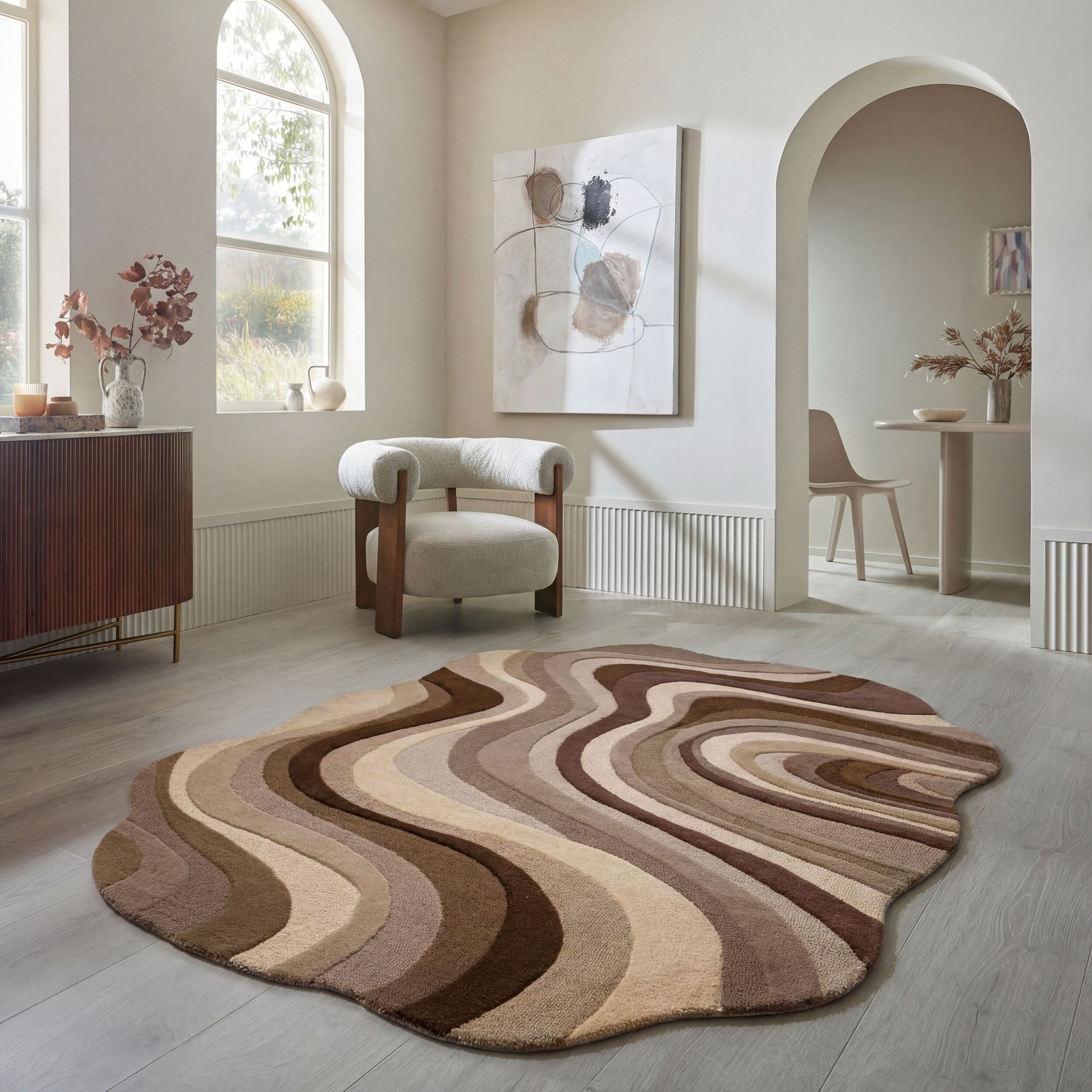 FLAIR RUGS Wollteppich "ENVY" organisch 10 mm Höhe aus 100 % Wollflor, organische Form