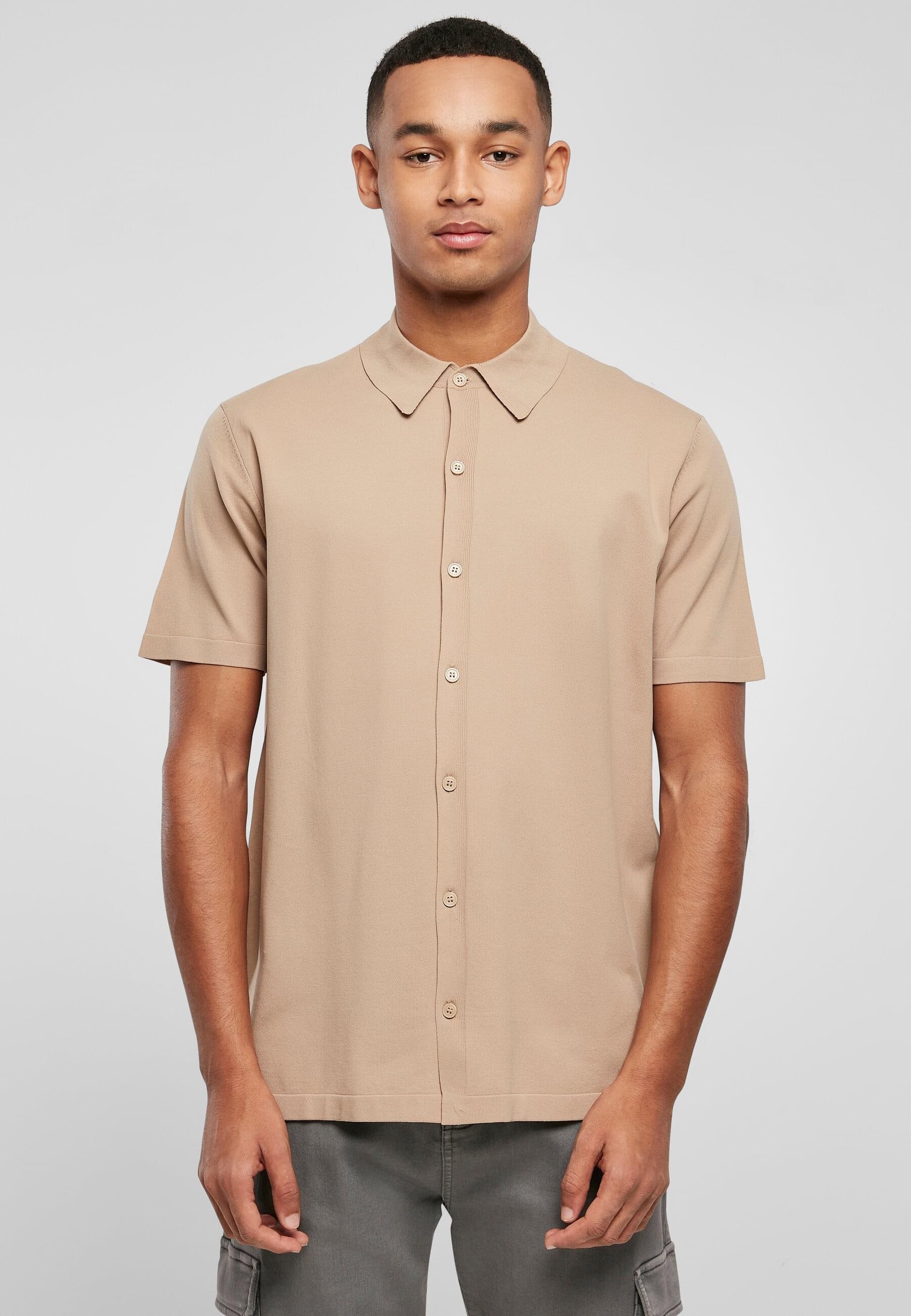 URBAN CLASSICS Langarmhemd »Urban Classics Herren Knitted Shirt«, (1 tlg.)