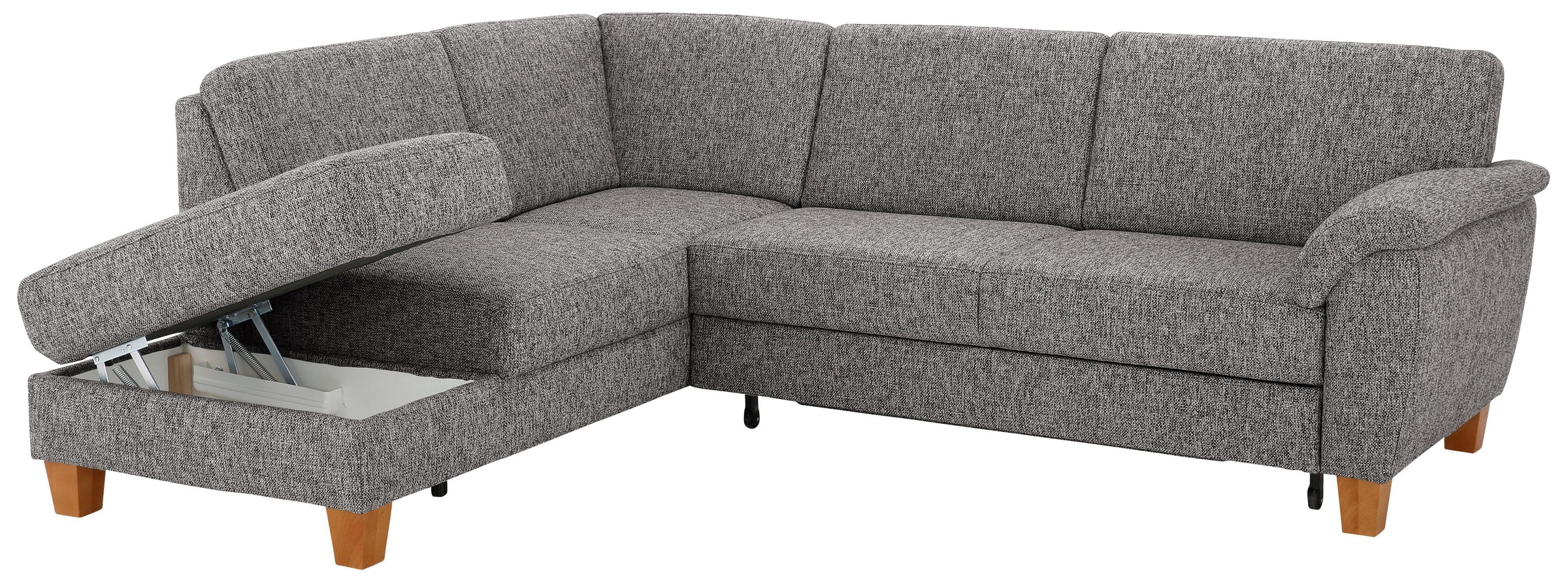 Ecksofa HOME AFFAIRE "Alta L-Form", grau, B:250cm H:89cm T:201cm, Struktur ( 100% Polyester);Struktur fein ( 100% Polyester);Luxus-Microfaser ALTARA NUBUCK (100% Polyester), Sofas, Ecksofa, mit Federkern und Kontrastnaht, Füße Buche eichefarben 10
