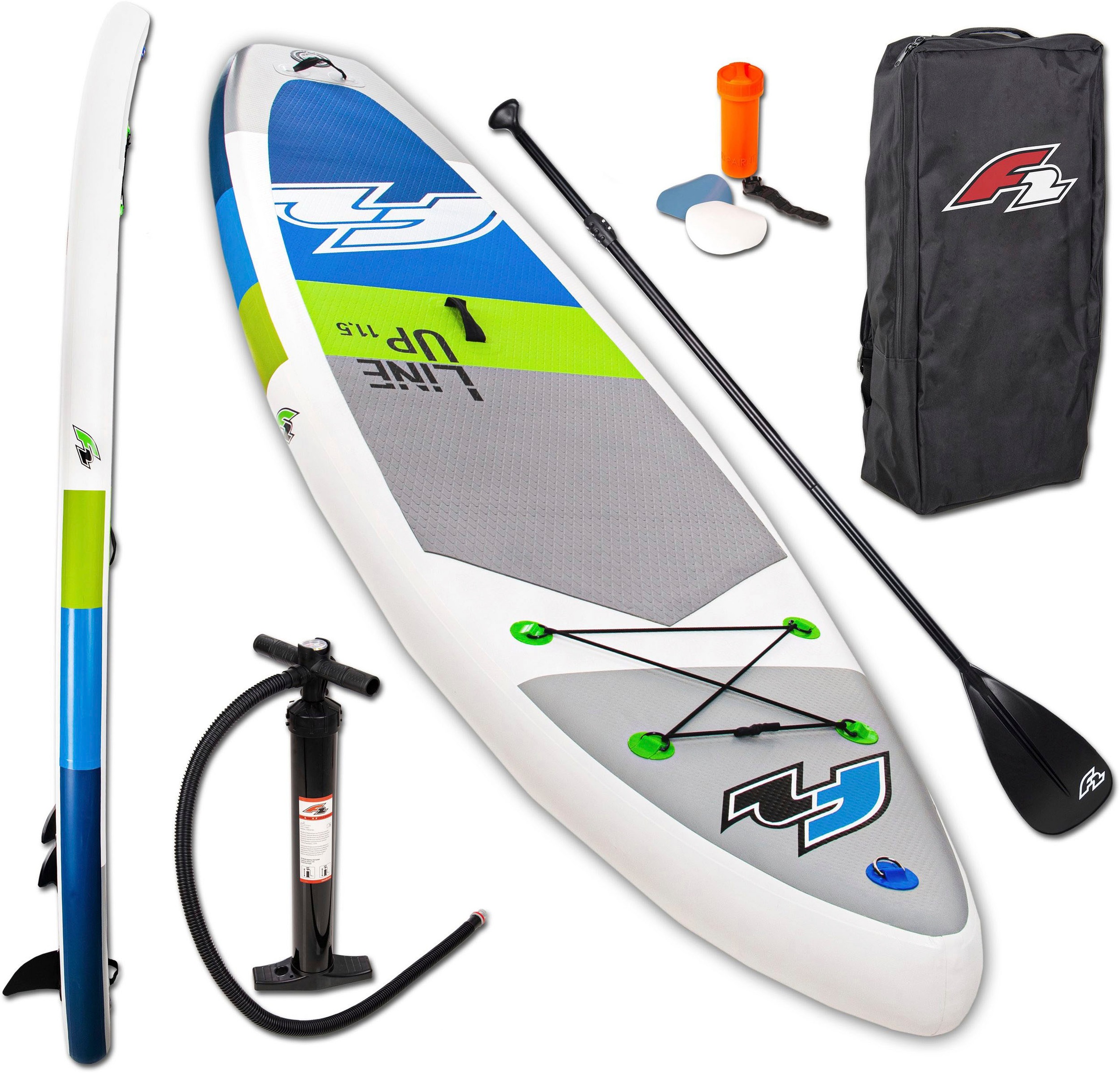 F2 Inflatable SUP-Board "F2 Line Up SMO blue mit Alupaddel", (Set, 5 tlg.), Stand Up Paddling