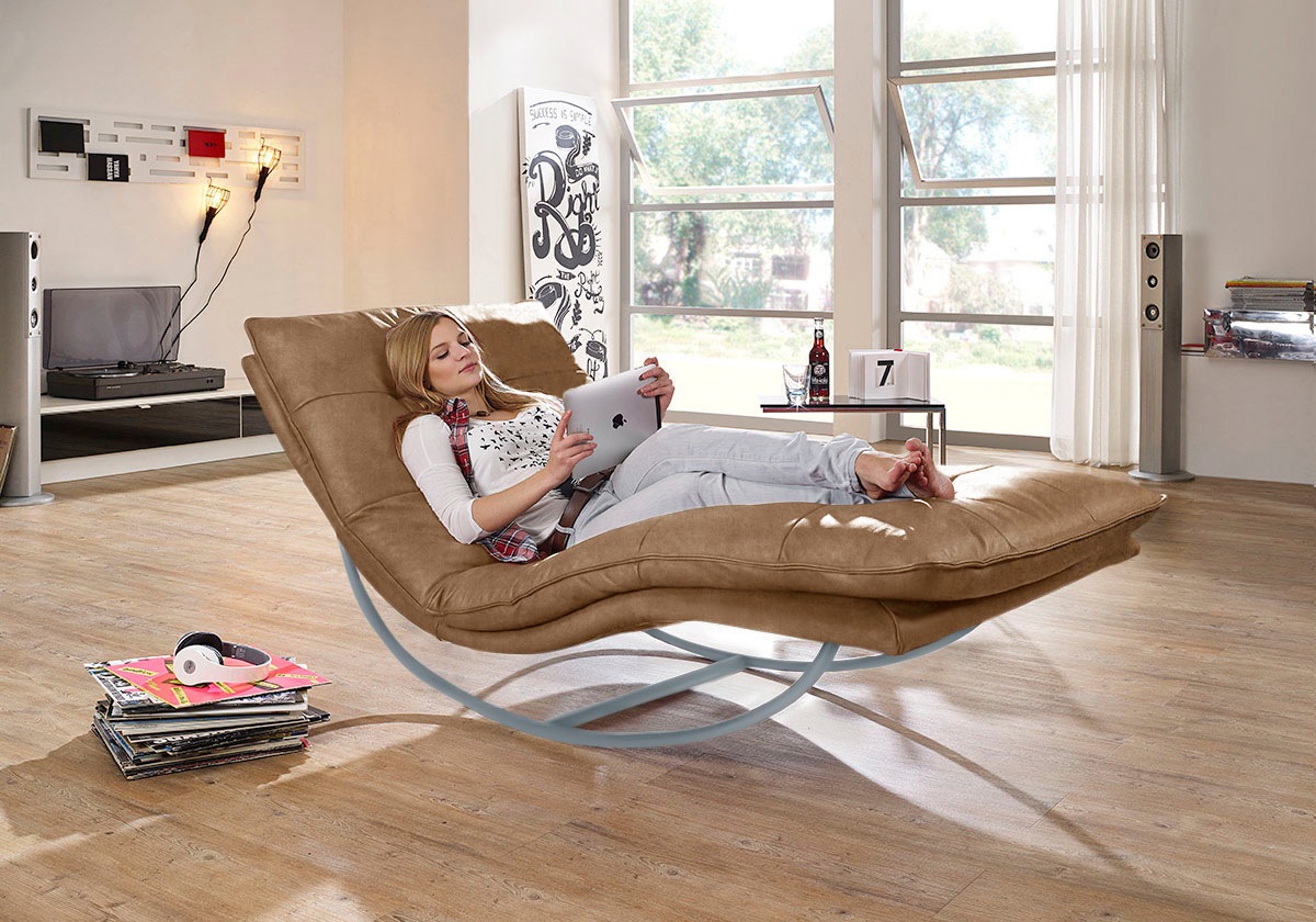 W.SCHILLIG Relaxliege »daily dreams«, in Waffelkissen-Optik, Schaukelgestell silber matt, in 2 Breiten