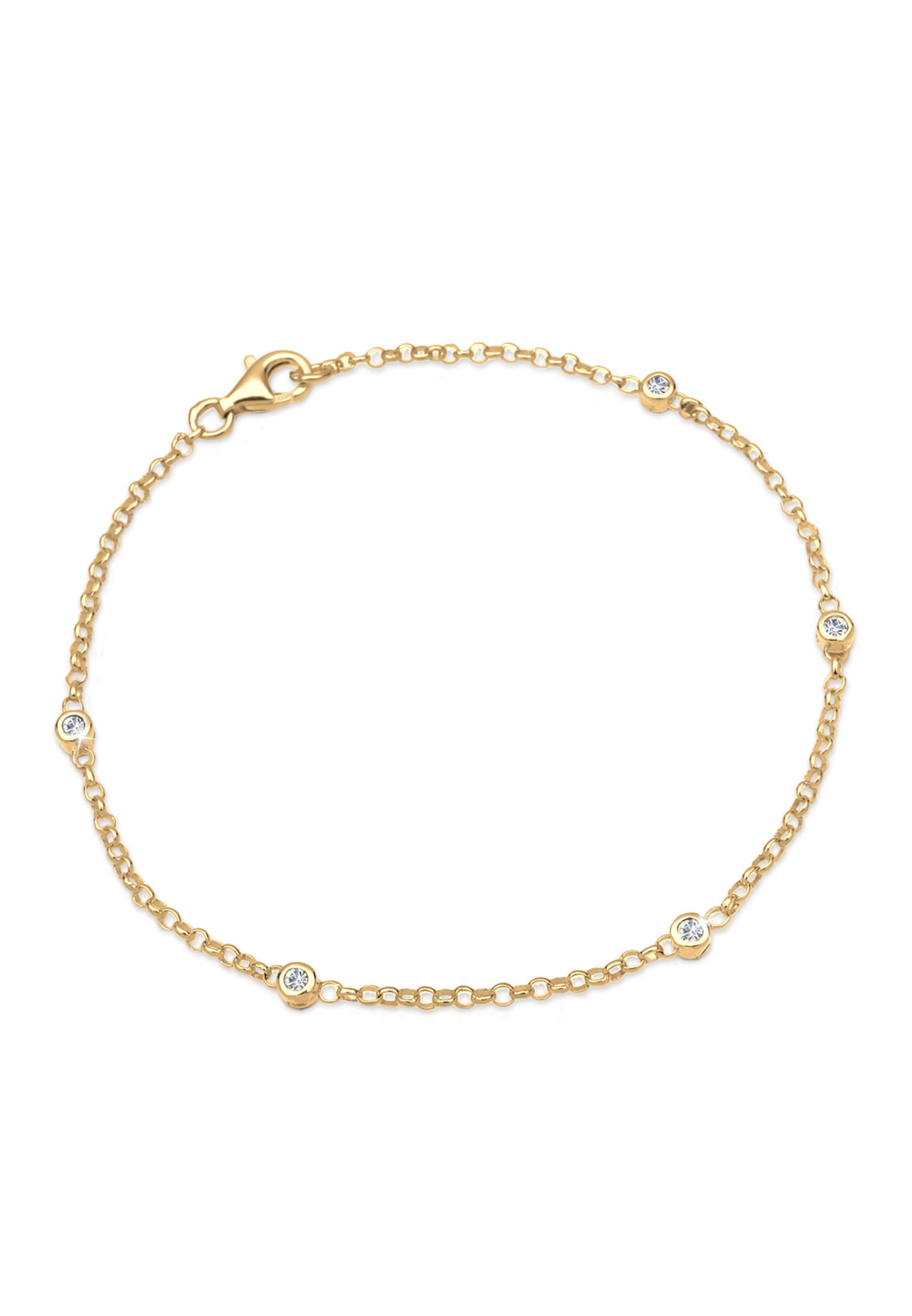 ELLI Damen Armkette "Armband Klassisch Basic 925 Silber, mit Kristallen von Swarovski", 190, Silber 925 (Sterlingsilber), gold, Silber 925