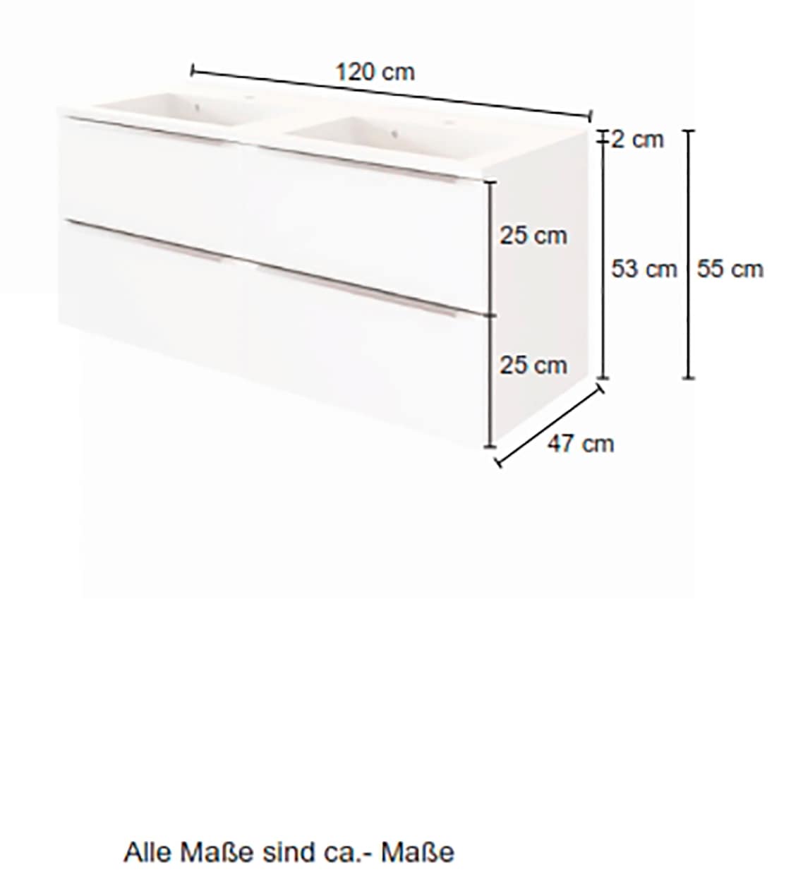 welltime Doppelwaschtisch »Matera«, Breite 120 cm