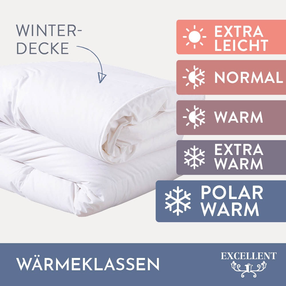 Thumbnail - Excellent Daunenbettdecke "Wien, Bettdecken für Sommer und Winter, Decke", polarwarm, Füllung 90% Daunen, 10% Federn, Be...