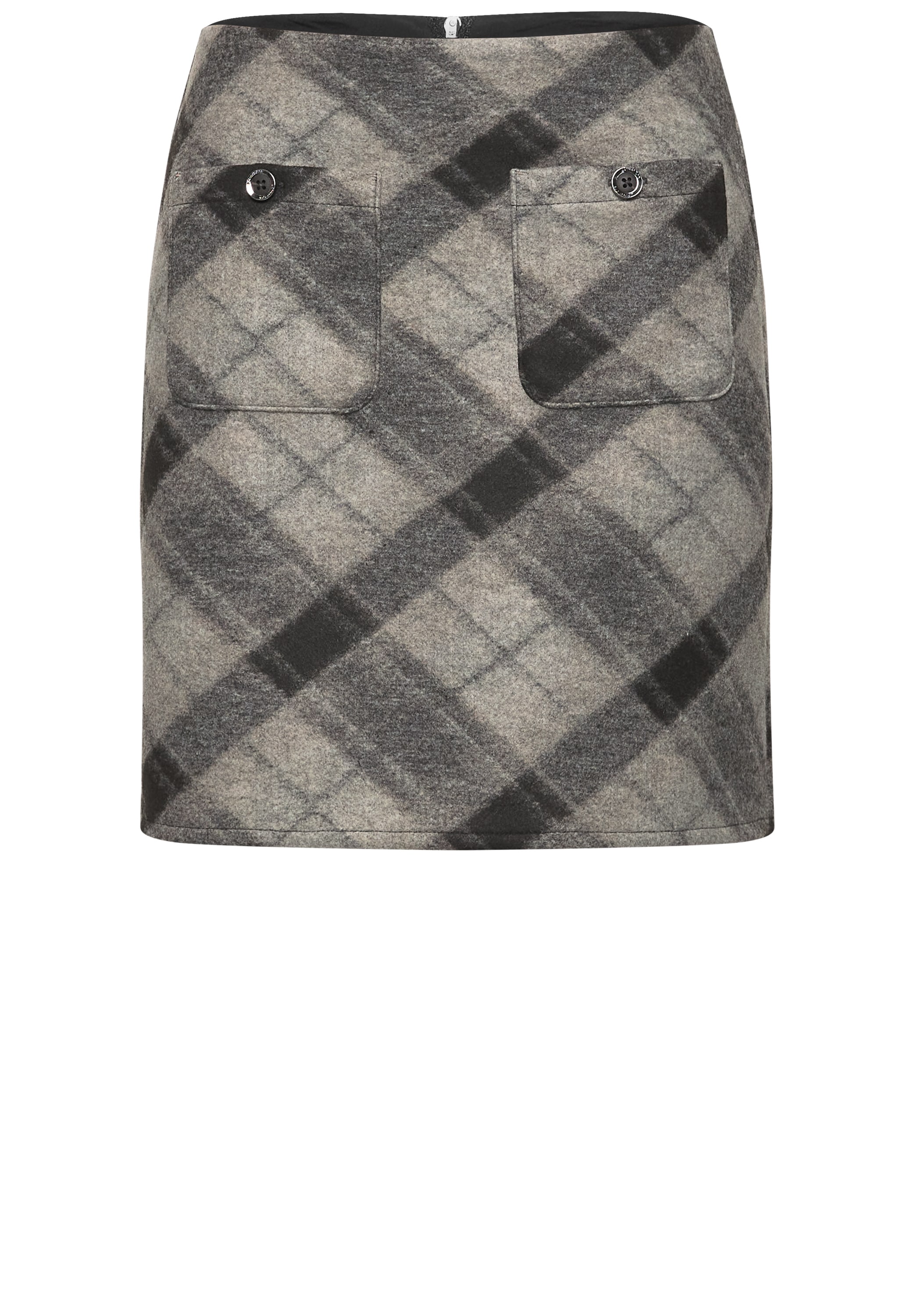 STREET ONE Minirock Knielanger Rock mit Patch-Pockets / Karo-Muster
