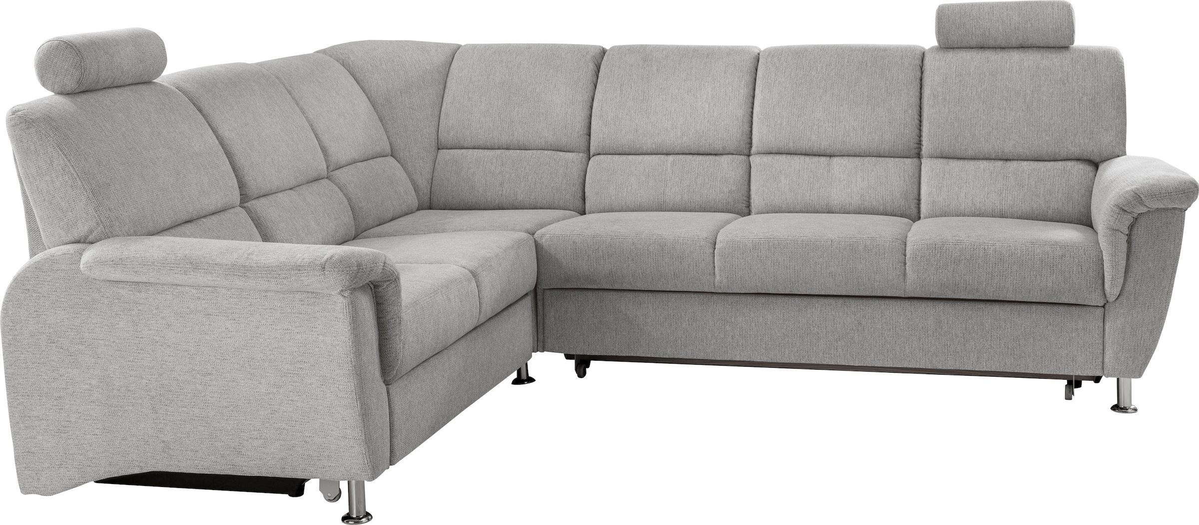 Home affaire Ecksofa »Pisa L-Form, mit Schlaffunktion, Stauraum, 2x höhenverstellbare«, Kopfstützen und Relaxfunktion im Eckelement