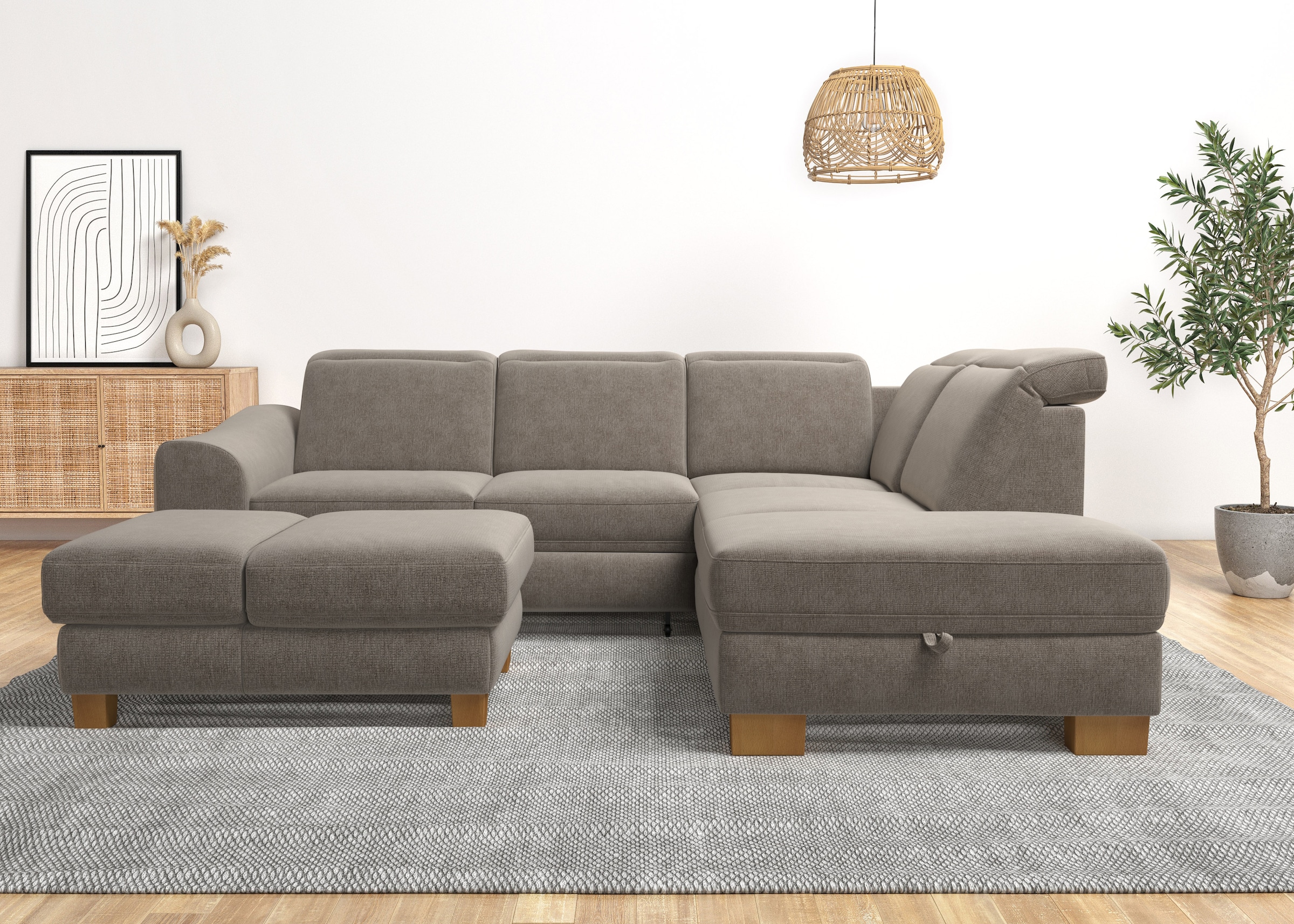 Home affaire Ecksofa "Dundee L-Form" wahlweise mit Kopfteilverstellung und zusätzlich mit Schlaffunktion