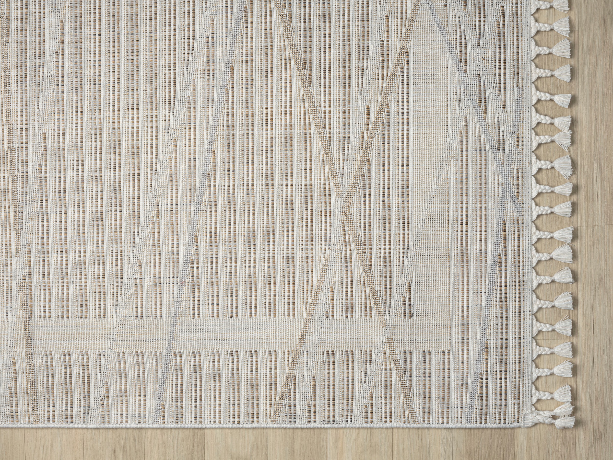 Myflair Möbel & Accessoires Teppich »Luana 1, LAGERRÄUMUNG!«, rechteckig, 10 mm Höhe, Kurzflor, Sisal Optik, Hoch-Tief Effekt, mit Fransen, besonders weich