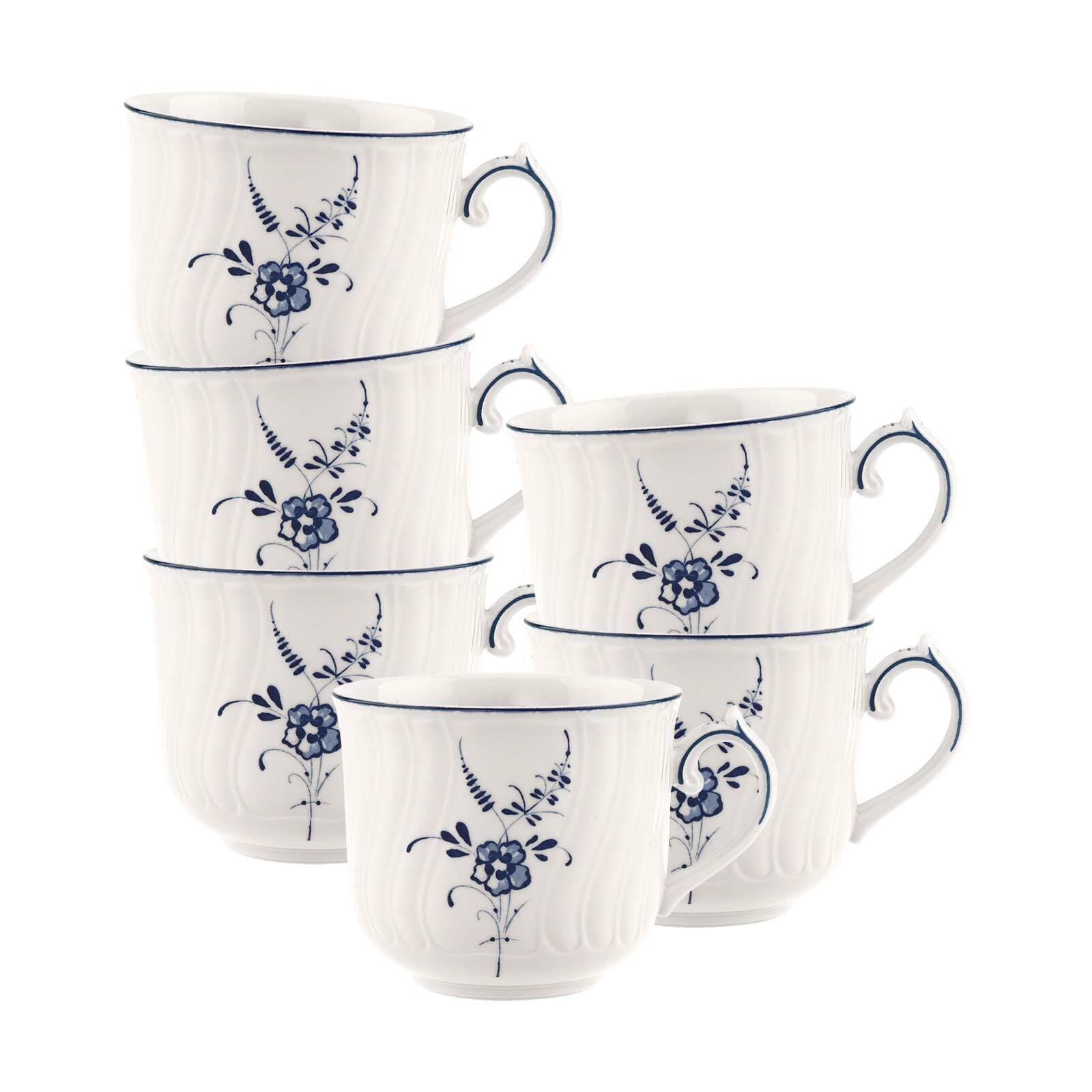 Villeroy & Boch Tasse "Cappuccinotassen Vieux Luxembourg 240 ml 6er Set weiß-blau" Spülmaschinenfest, Mikrowellensicher
