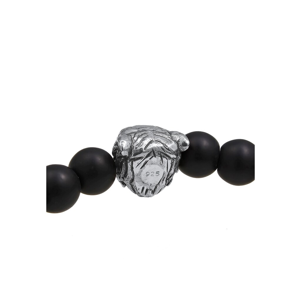 Kuzzoi Armband »Herren Tiger Kopf Onyx Edelsteine Black 925 Silber«