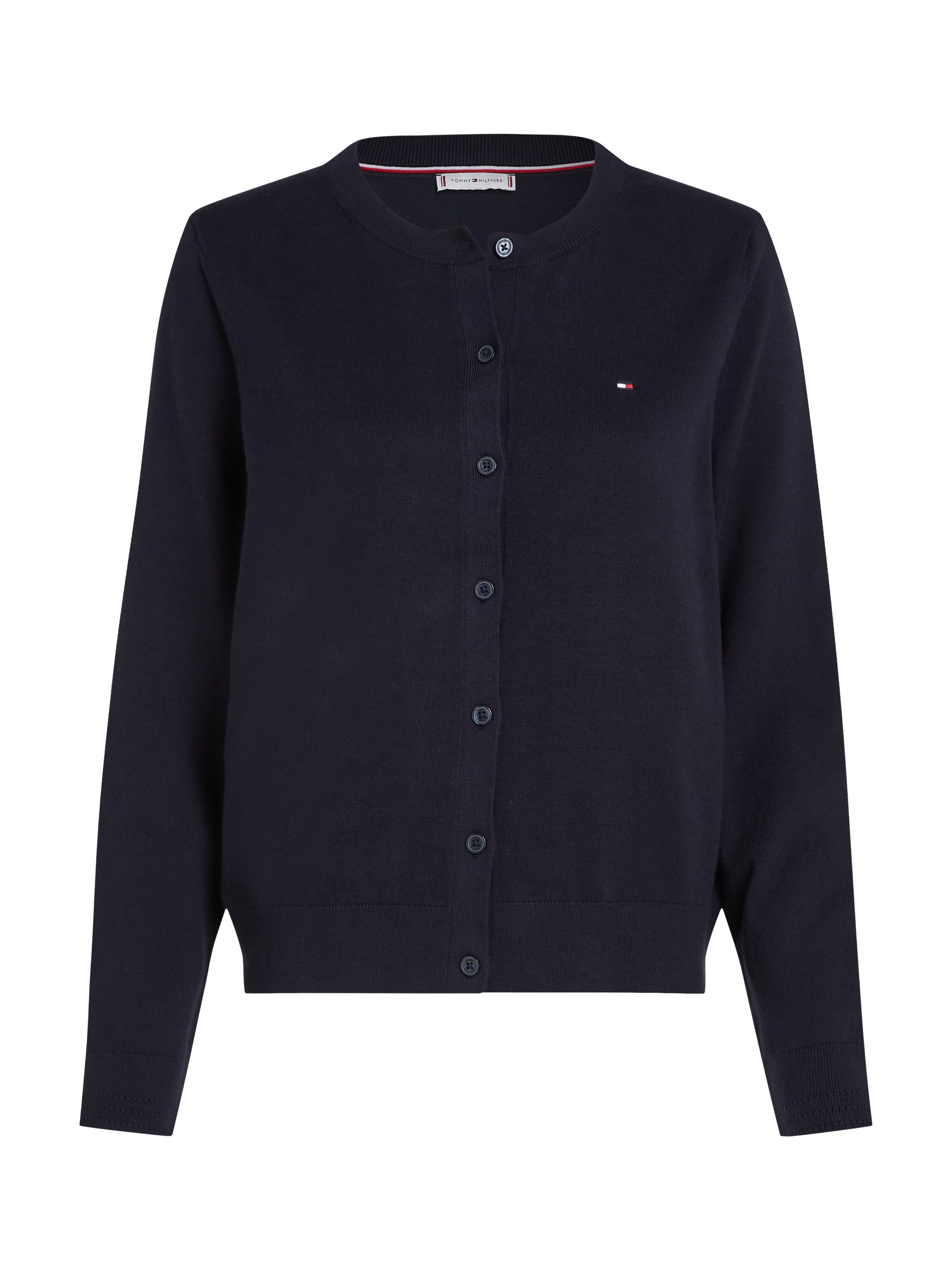 Tommy Hilfiger Strickjacke »CO JERSEY STITCH CARDIGAN«, mit Tommy Hilfiger Flagge