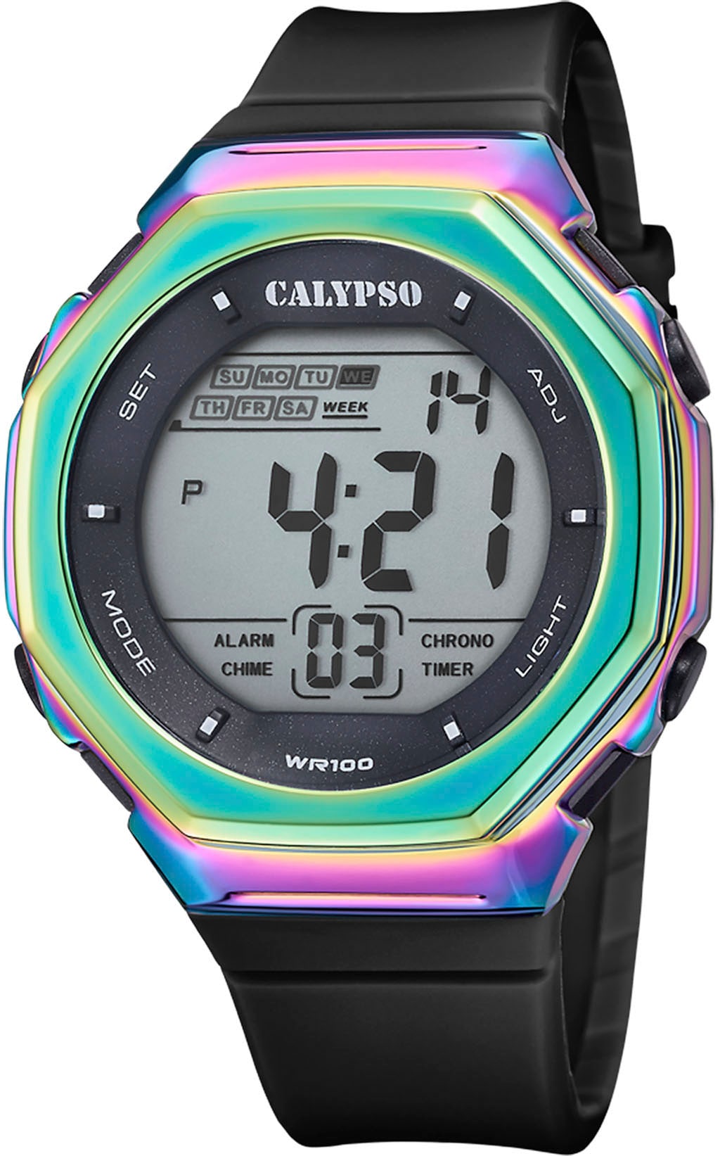 CALYPSO WATCHES Chronograph »Color Splash, K5842/3«, Armbanduhr, Quarzuhr, Damenuhr, Digitalanzeige, Datum, Stoppfunktion
