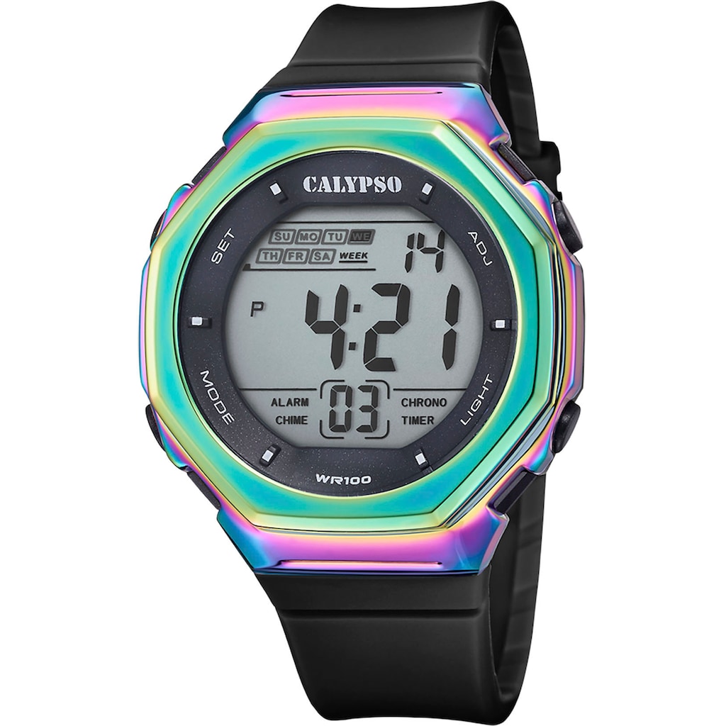 CALYPSO WATCHES Chronograph »Color Splash, K5842/3«, Armbanduhr, Quarzuhr, Damenuhr, Digitalanzeige, Datum, Stoppfunktion