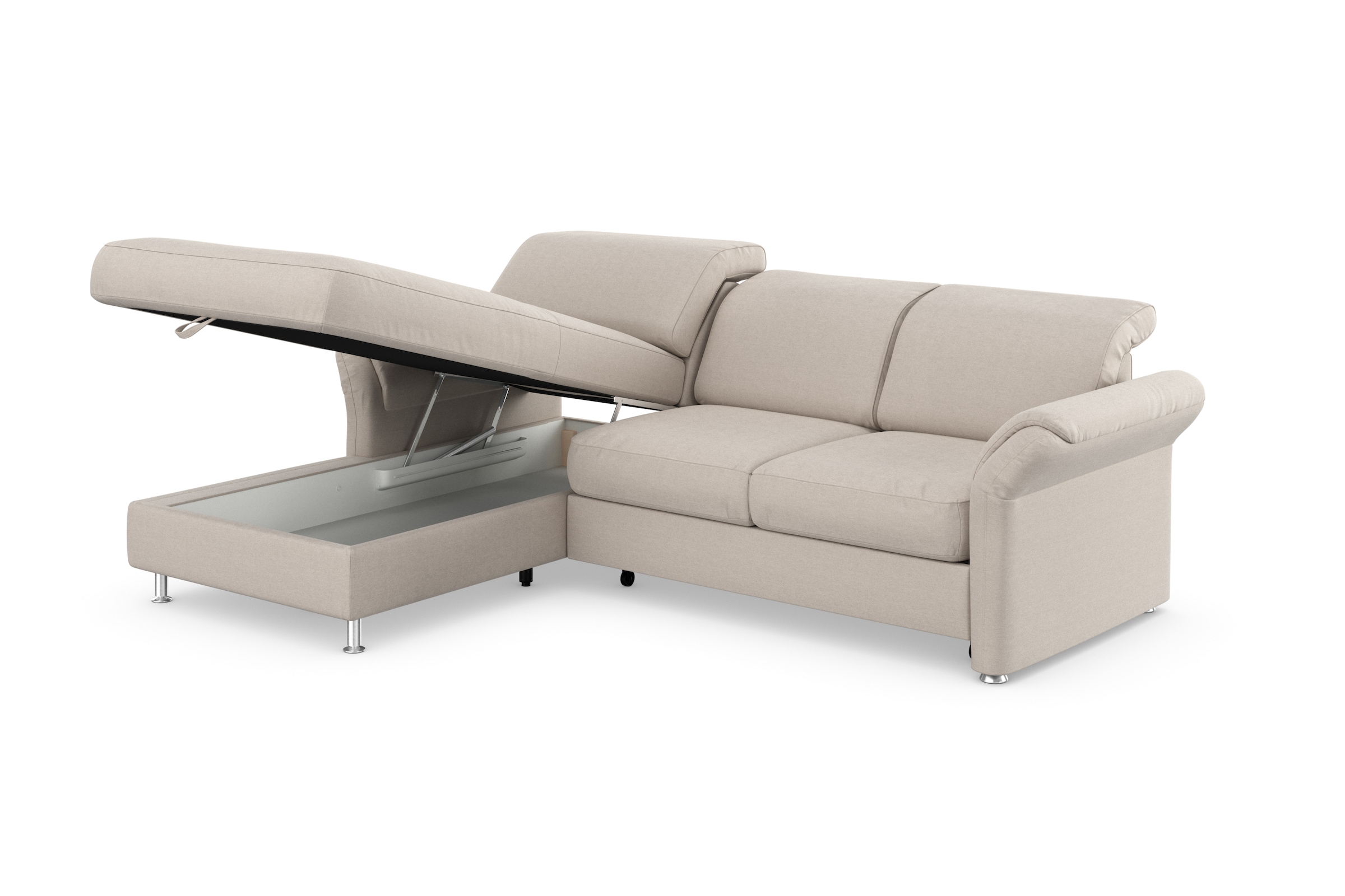 sit&more Ecksofa »Apulia L-Form«, wahlweise Bettfunktion, Bettkasten und Kopf- und Armteilverstellung