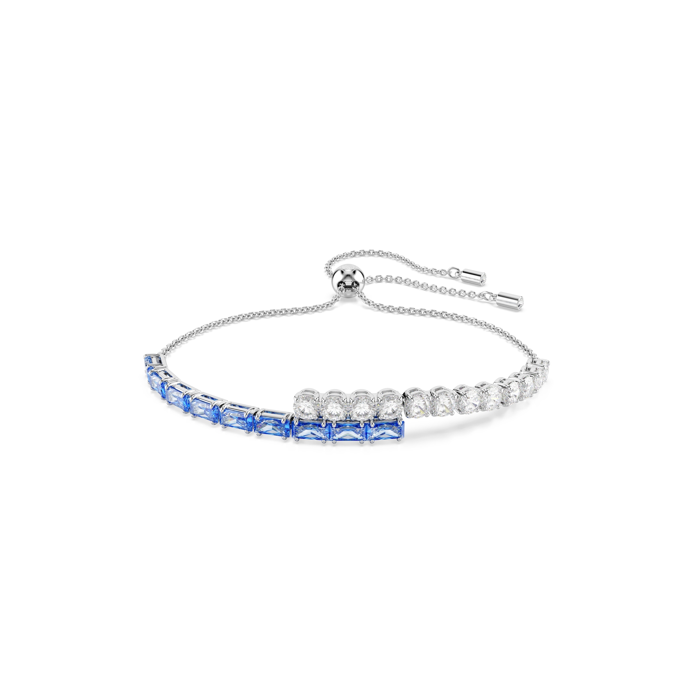 Armkette SWAROVSKI "Schmuck Geschenk Matrix Armband", bunt (metallfarben, kristallweiß, blau, kristallweiß, blau), Armbänder, Damen, Metall, Armkette, mit Swarovski Kristall, Zirkonia (synth.) 3