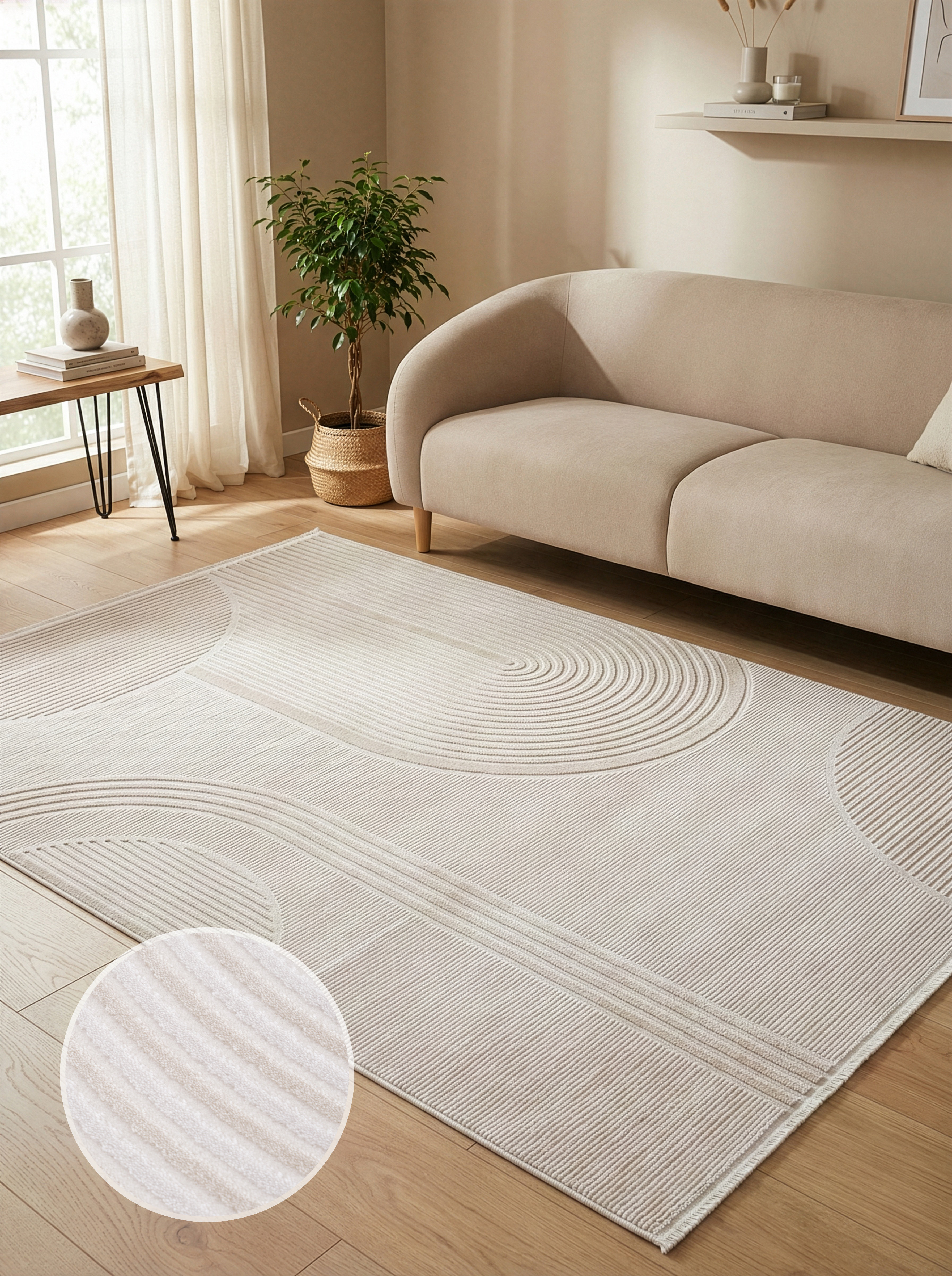 Calvin Klein home Teppich "Glow, mit Fransen, Designerteppich" rechteckig 8 mm Höhe Hoch-Tief, 3D Optik, skandinavischer Stil, Wohnzimmer, Schlafzimmer
