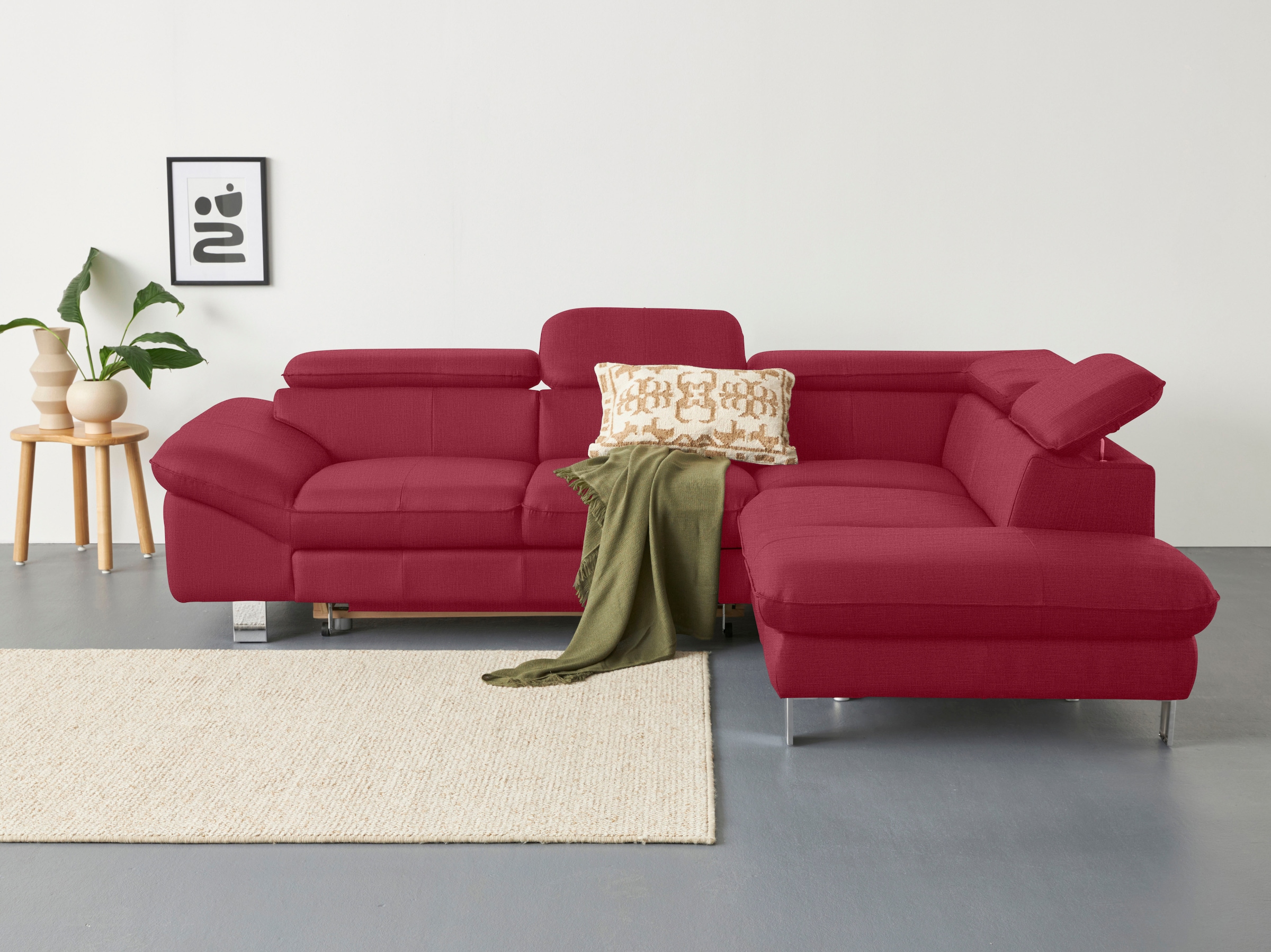 COTTA Ecksofa "Driver L-Form, B: 265cm, moderne Couch, Wellenunterfederung, inkl. 3 x" Kopfteilverstellung, optional Schlaffunktion & Bettkasten